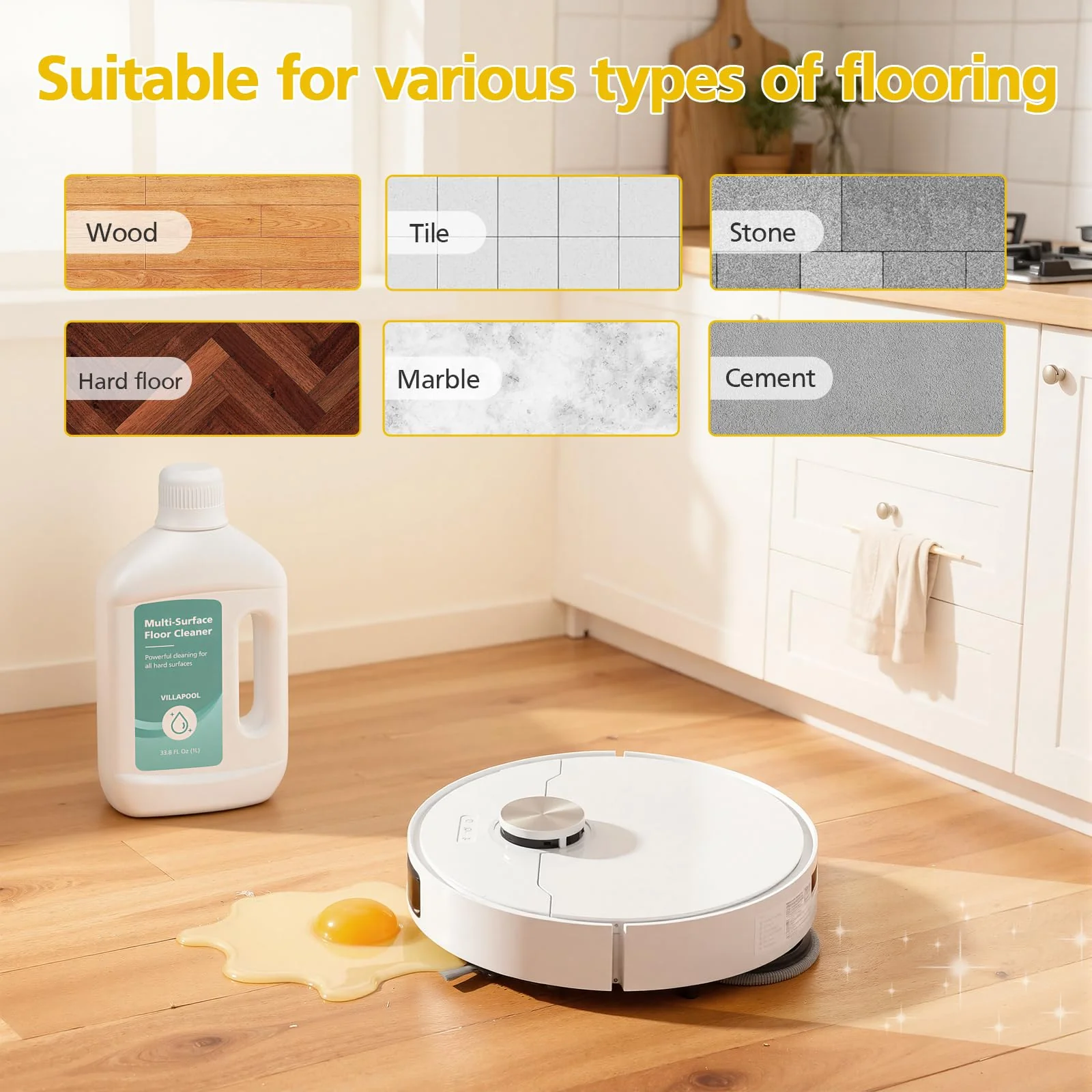VILLAPOOL Floor Cleaning Solution Compatible with Dreame All Robot Vacuums & Wet Dry Vacuums, Residue-Free Multi-Surface Cleaner, 33.81 Fl Oz Original Scent - Image 5