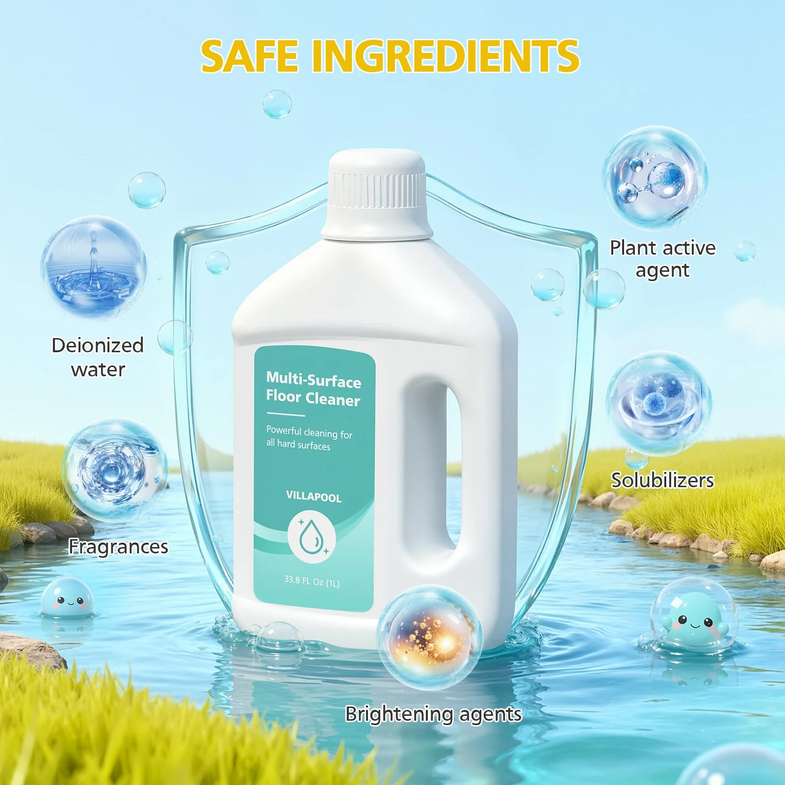 VILLAPOOL Floor Cleaning Solution Compatible with Dreame All Robot Vacuums & Wet Dry Vacuums, Residue-Free Multi-Surface Cleaner, 33.81 Fl Oz Original Scent - Image 7