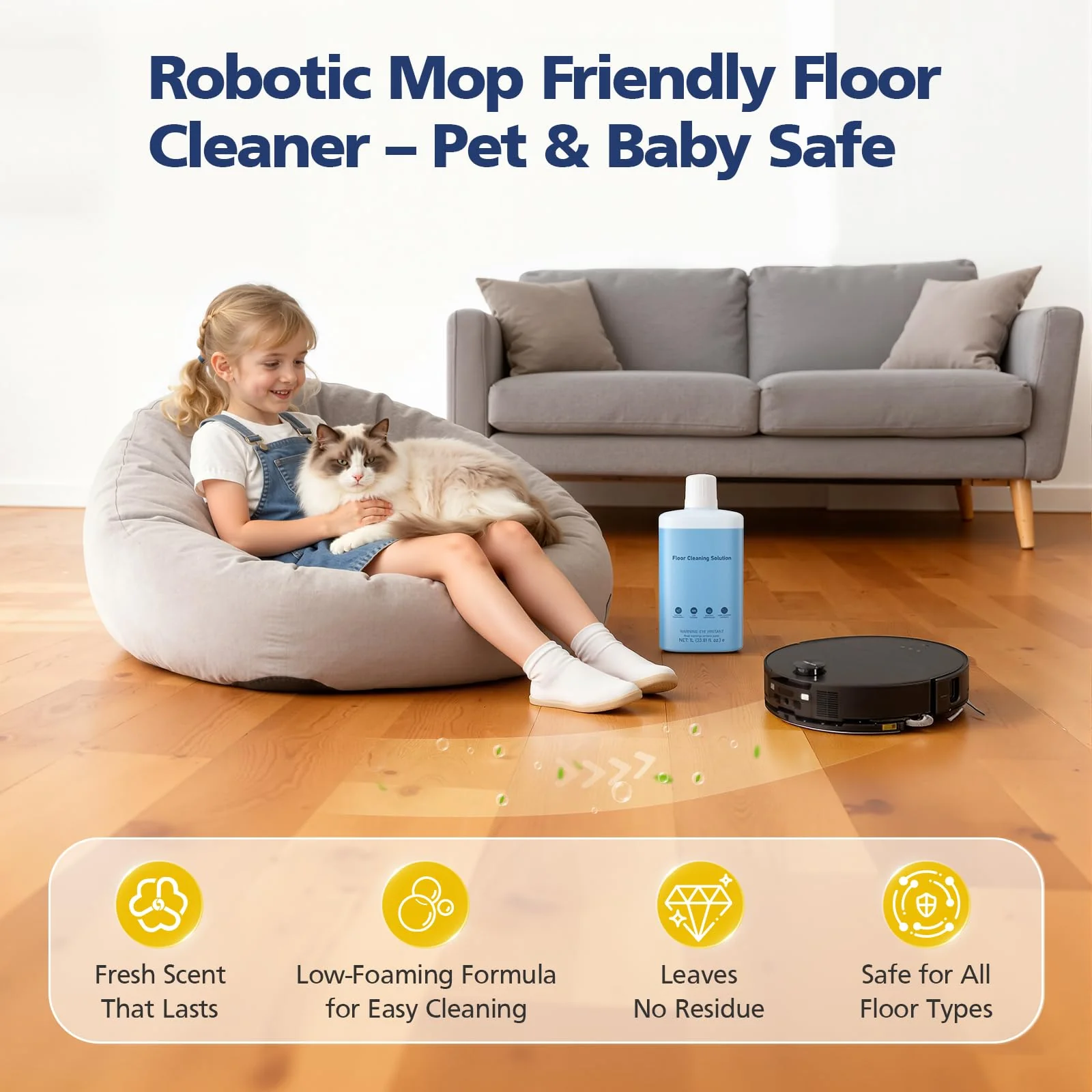 VILLAPOOL Floor Cleaning Solution Compatible with Roborock Robot Vacuums & Wet Dry Vacuums, Deep Cleaning Formula for Hardwood, Tile & Laminate Floors, Gentle and Powerful, 1L (33.8 fl oz) - Image 4