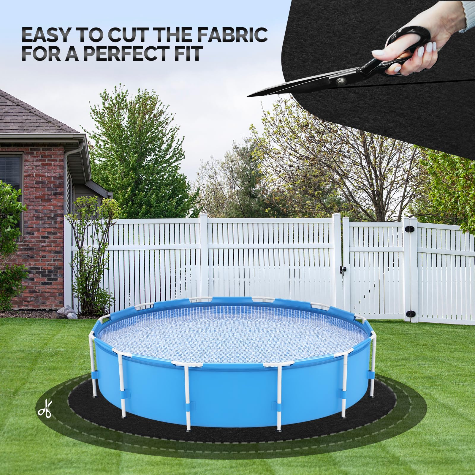 VINGLI 12 FT Pool Pad for Above Ground Pool, Upgraded Extra Thick Swimming Pool Liner Pad 12 FT Round, Prevent Punctures Weed Barrier, Under Pool Mat Pool Protection, Black - Image 4