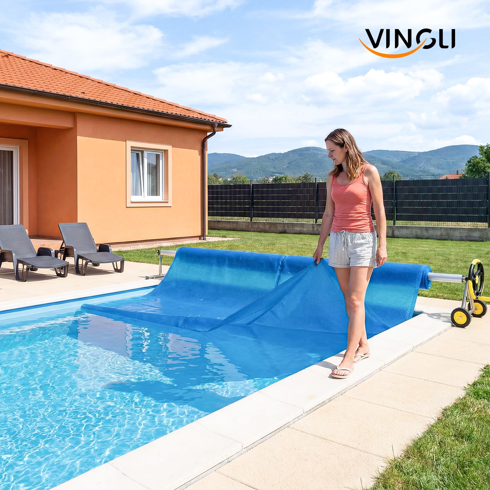 VINGLI 12Mil Solar Pool Cover, Rectangle Solar Blanket-Heavy Duty Solar Pool Cover for Above Ground Pool-Pool Solar Cover for Inground Pool (Blue, 14'x28' Rectangular) - Image 2