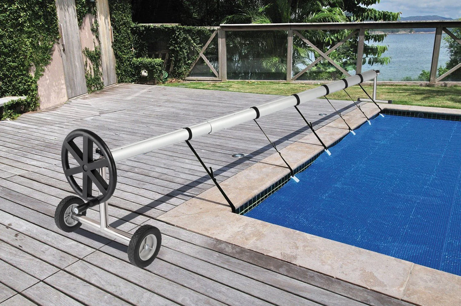 VINGLI 18 Feet Aluminum Solar Swimming Inground Pool Cover Reel Set, Up to 18-Feet Wide x 40-Feet Length - Image 3