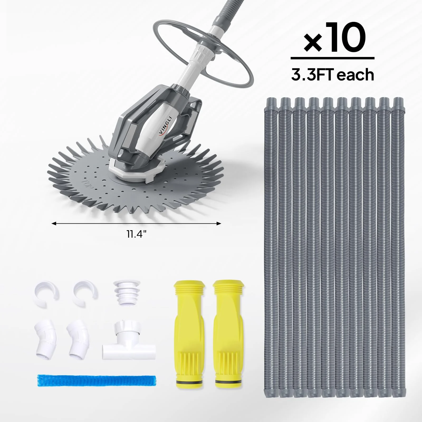 VINGLI Pool Vacuum Cleaner Automatic Sweeper Swimming Pool Creepy Crawler Vacuum with 33FT Hoses (Gray&White) - Image 6
