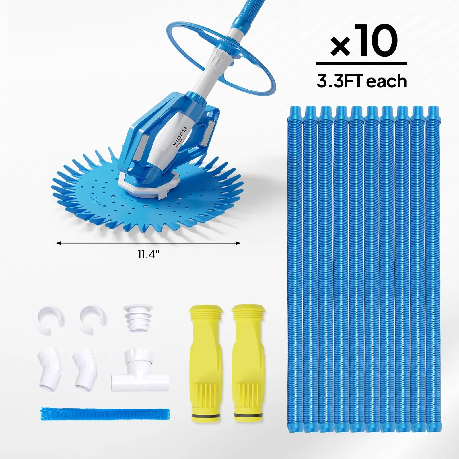 VINGLI Pool Vacuum Cleaner Automatic Sweeper Swimming Pool Creepy Crawler Vacuum with 33FT Hoses (Light Blue&White) - Image 6