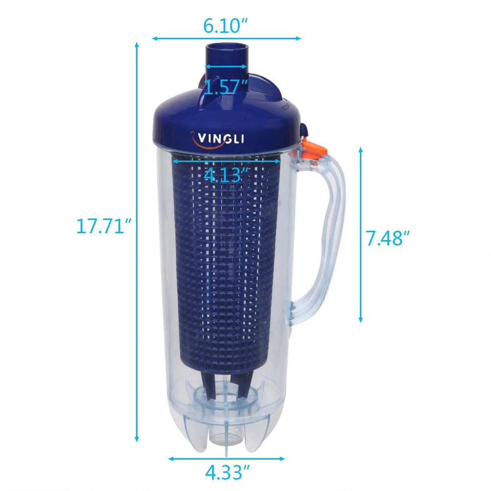 VINGLI Professional Leaf Trap Skim Leaves and Twigs Blue Leaf Canister with Plastic Mesh Basket Fits Automatic Pool Vacuum Cleaner - Image 3