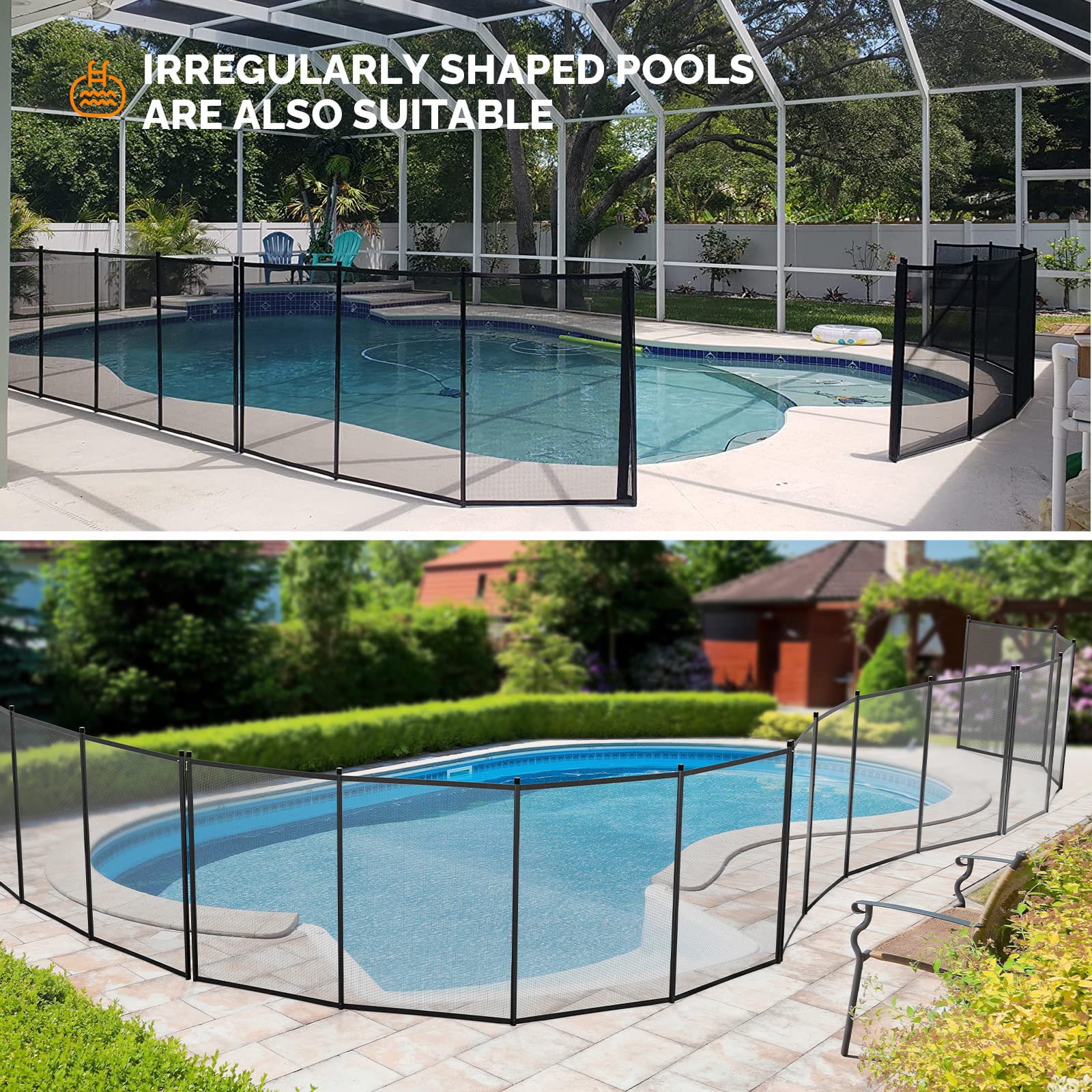 VINGLI Swimming Pool Fence 4Ft x 108Ft, Ground Safety Fencing, Black - Image 7