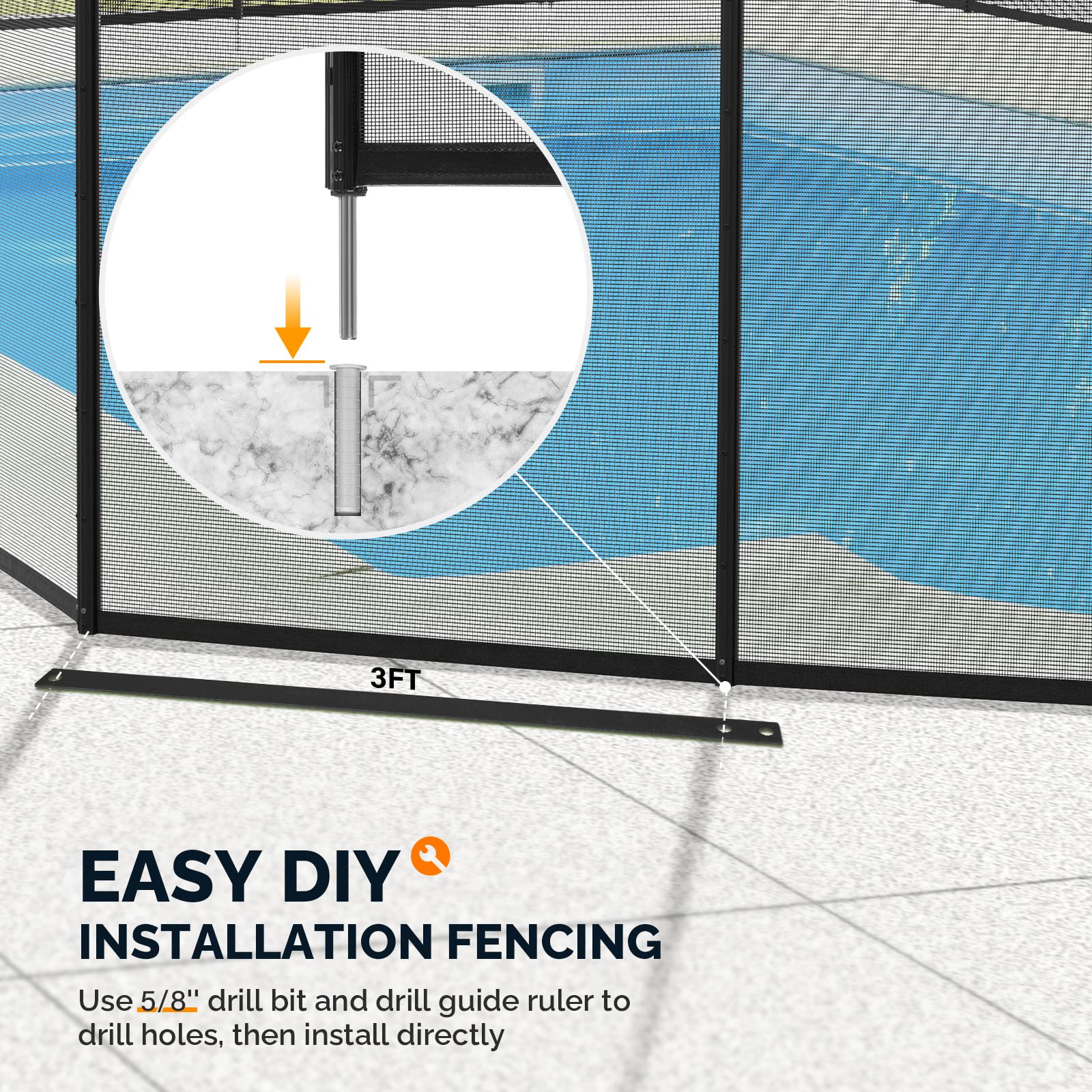 VINGLI Swimming Pool Fence 4Ft x 108Ft, Ground Safety Fencing, Black - Image 8