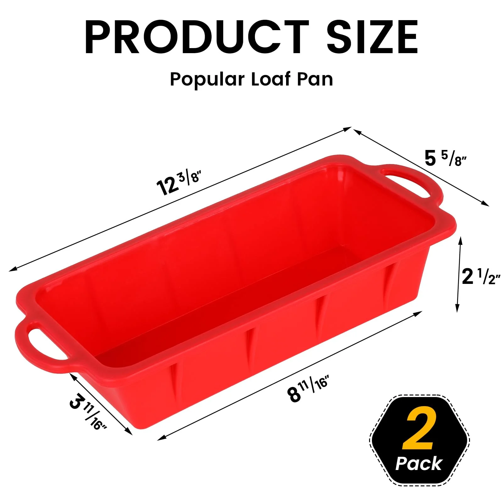 Vinino 2 Pack Silicone Bread Loaf Pan with Metal Reinforced Frame, 9.5 x 5 in Non-stick Silicone 1 lb Loaf Pan for Baking, Durable Bread Pan for Oven Dishwasher Safe - Red - Image 5