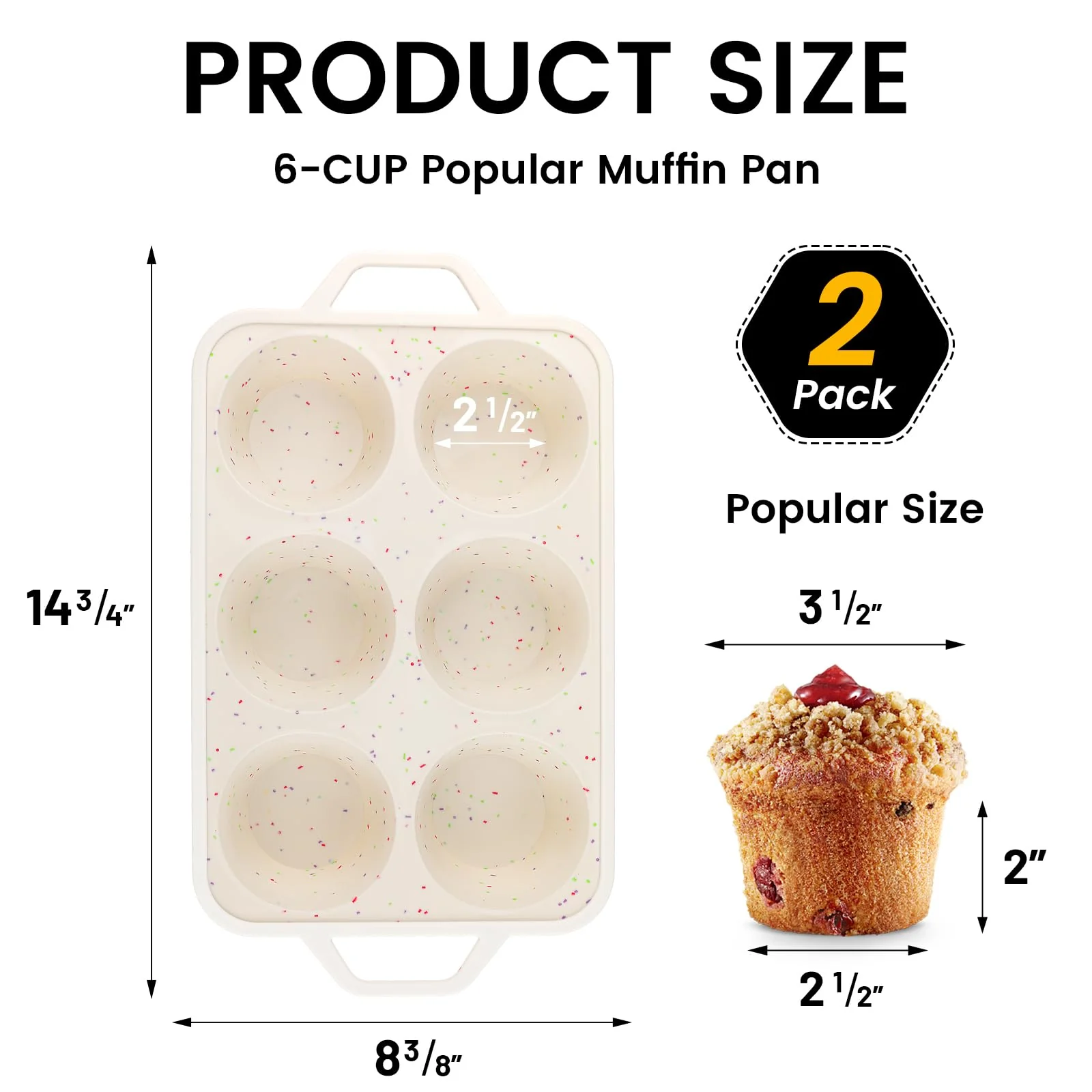 Vinino Jumbo Muffin Pan with Metal Reinforced Frame-2Pack, Silicone Cupcake Pan for Baking 6 Cup Jumbo Size, BPA Free Silicone Muffin Tray, Cupcake Baking Pan Molds for Oven Dishwasher Safe-Cream - Image 4