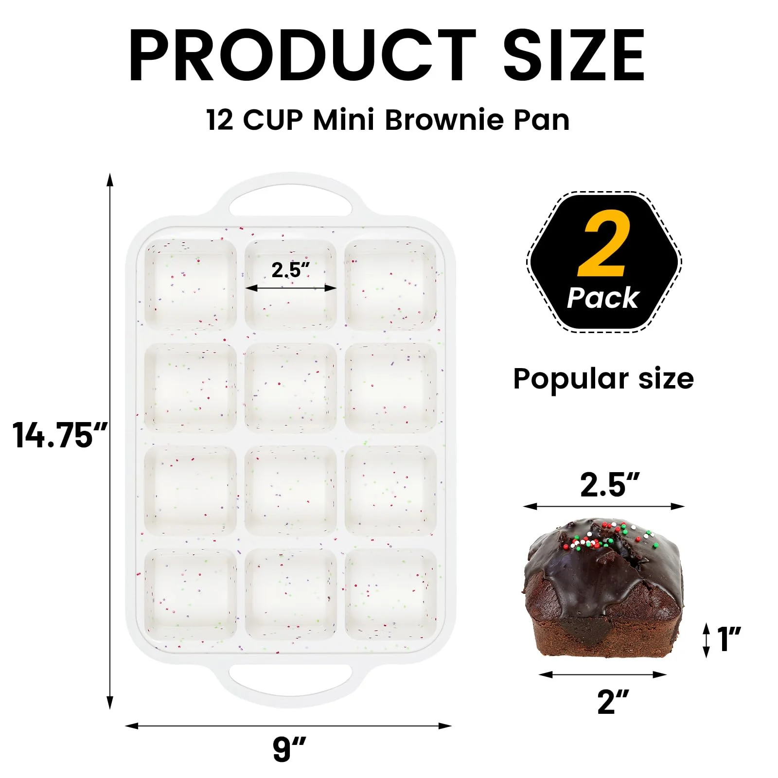 Vinino Silicone Brownie Pan With Dividers, 2 Pack Mini Loaf Pan for Baking Individual, Nonstick 12 Cups Square Muffin Cupcake Pans with Metal Reinforced Frame-Cream - Image 6