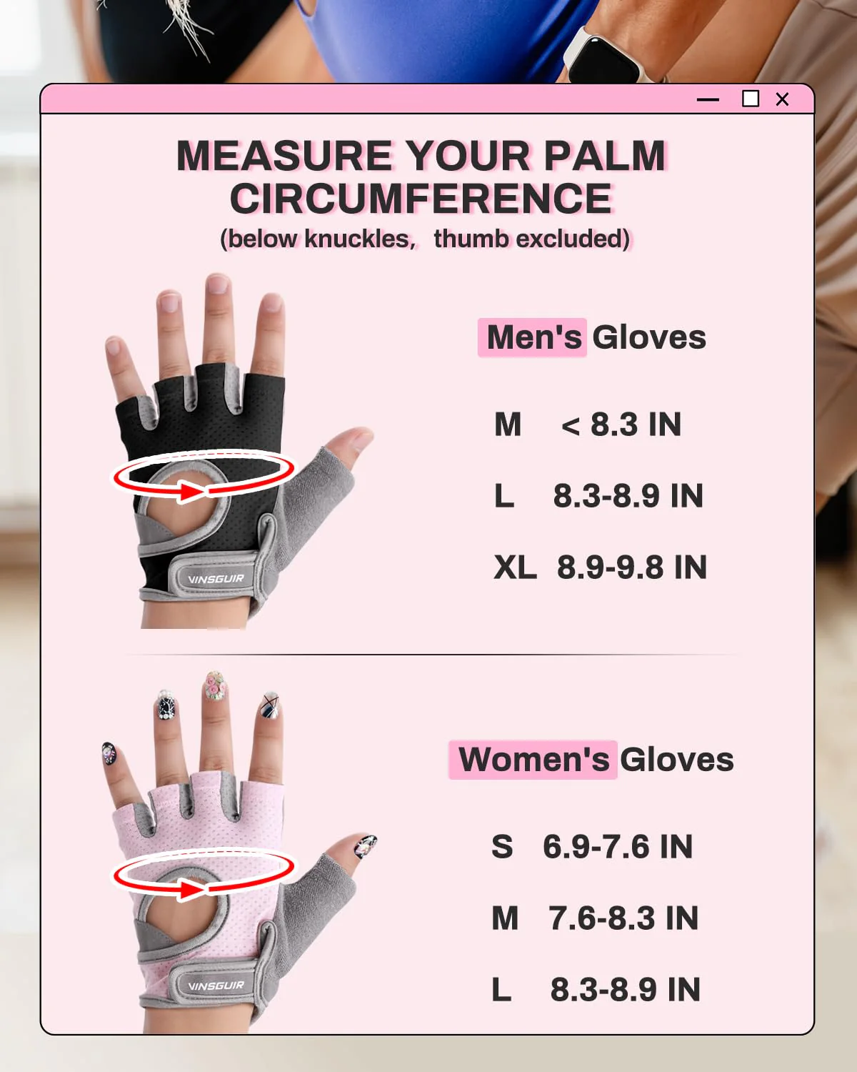 VINSGUIR Workout Gloves for Women and Men, Breathable Weight Lifting Gloves for Gym Exercise, Fitness, Training, and Cycling, with Excellent Grip and Cushion Pads - Image 3