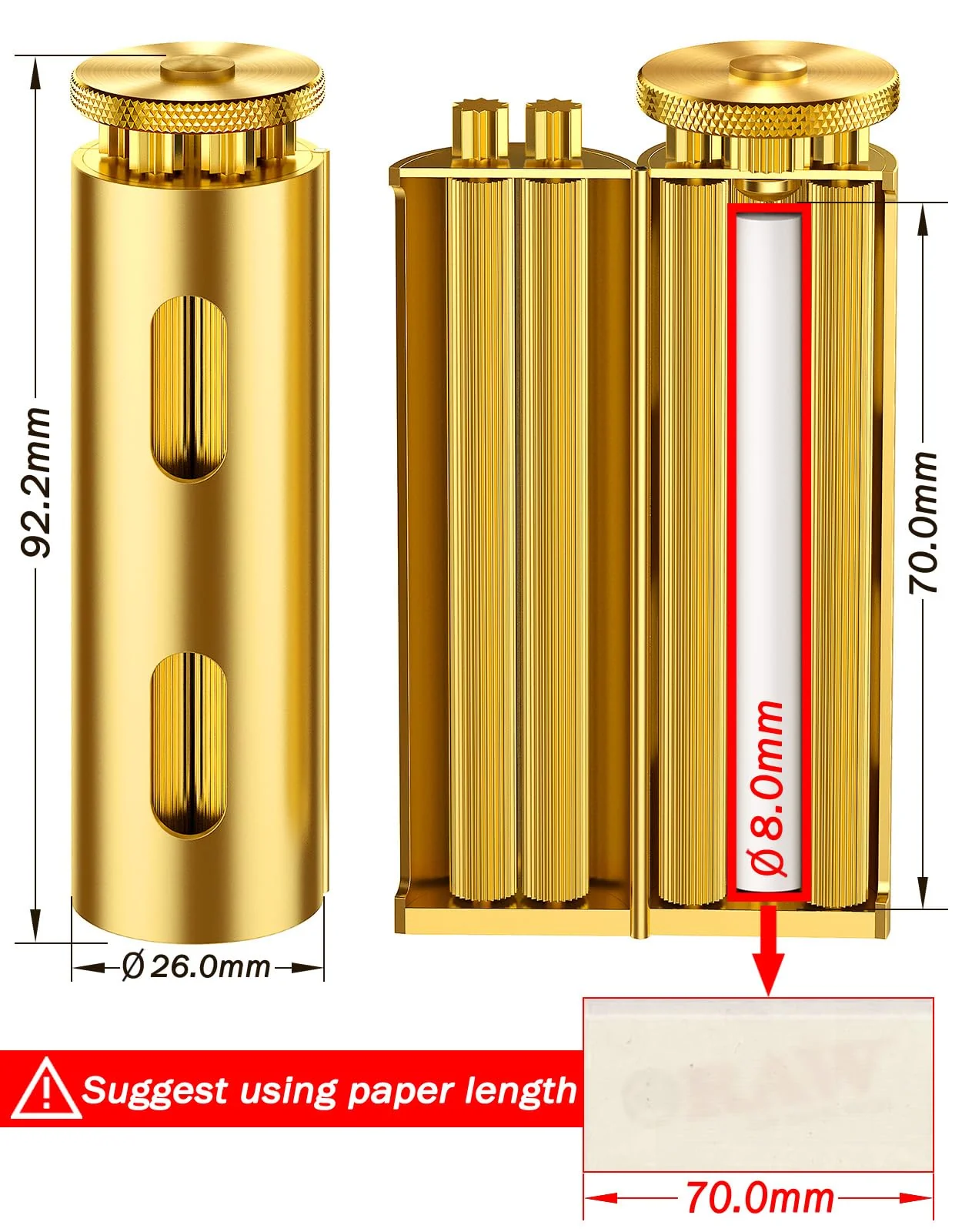 Vintage Za Roller, Za Wheel Roller, 2025 New Pure Copper Roller Machine, Solid Brass Roller, Use with 70 mm Papers, Elegant and Luxurious Roller for Men and Women - Image 3