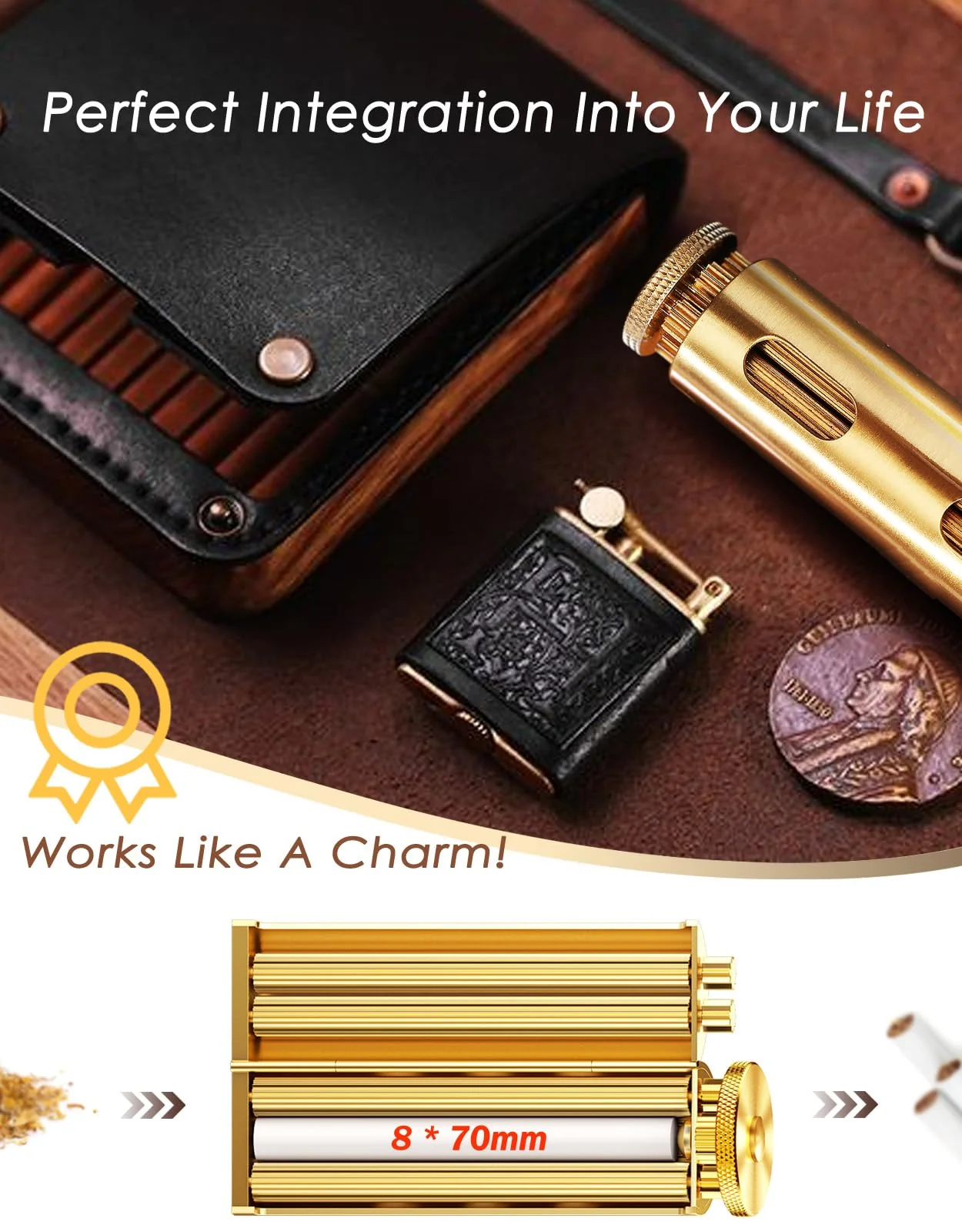 Vintage Za Roller, Za Wheel Roller, 2025 New Pure Copper Roller Machine, Solid Brass Roller, Use with 70 mm Papers, Elegant and Luxurious Roller for Men and Women - Image 4