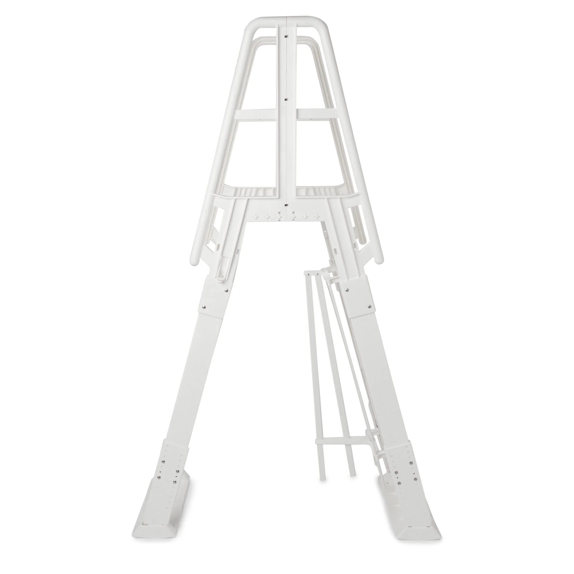 Vinyl Works SLA A-Frame 48 to 56 Inch Adjustable Above Ground Swimming Pool Ladder Entry System with Slide Lock Barrier and Handrails, White - Image 5
