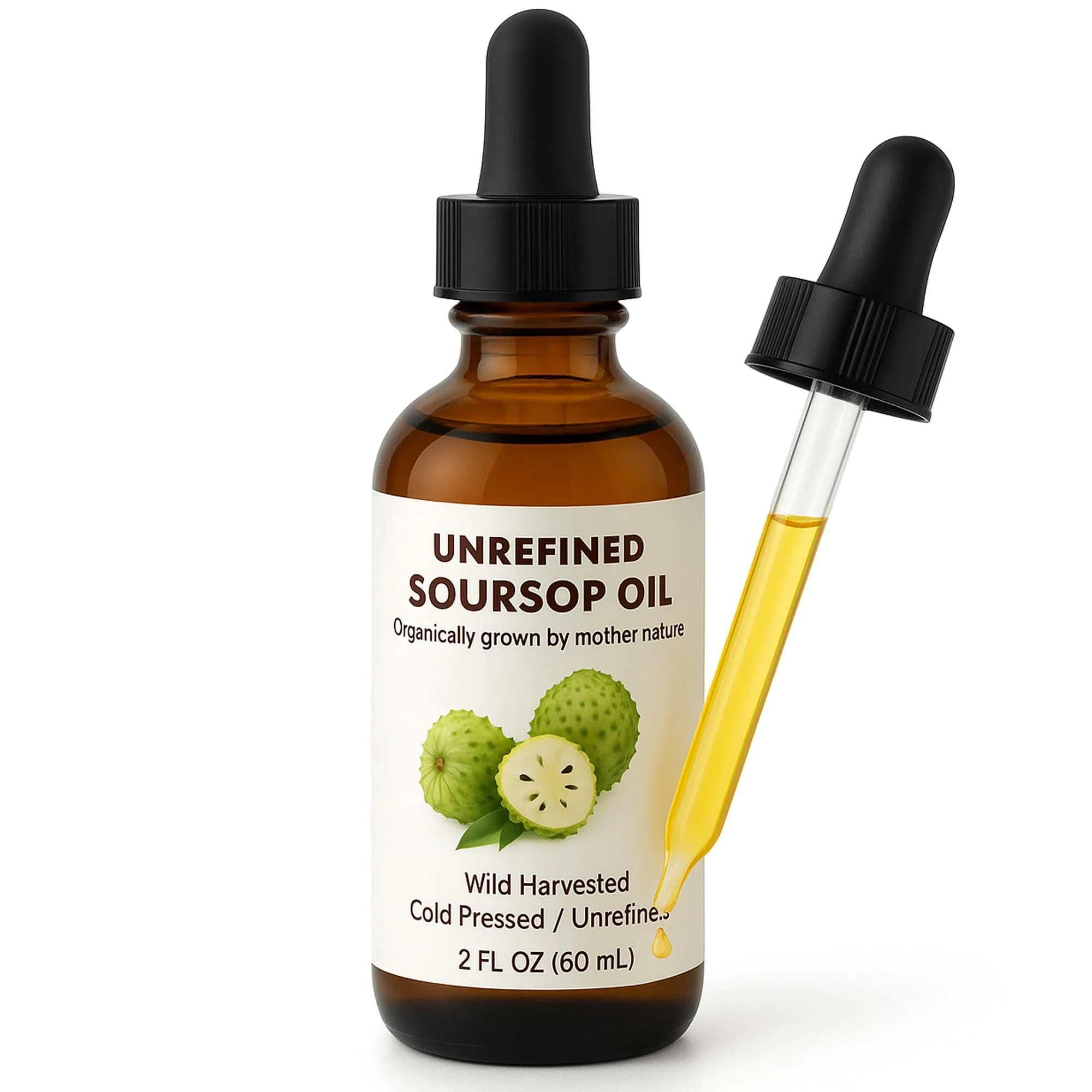 Virgin Soursop Oil (Anona Muricata, Graviola, Guanabana) – 100% Pure, Organic, Cold-Pressed, Unrefined – 2oz - 60ml – Natural Facial Oil & Moisturizer for Dry, Damaged, or Sensitive Skin