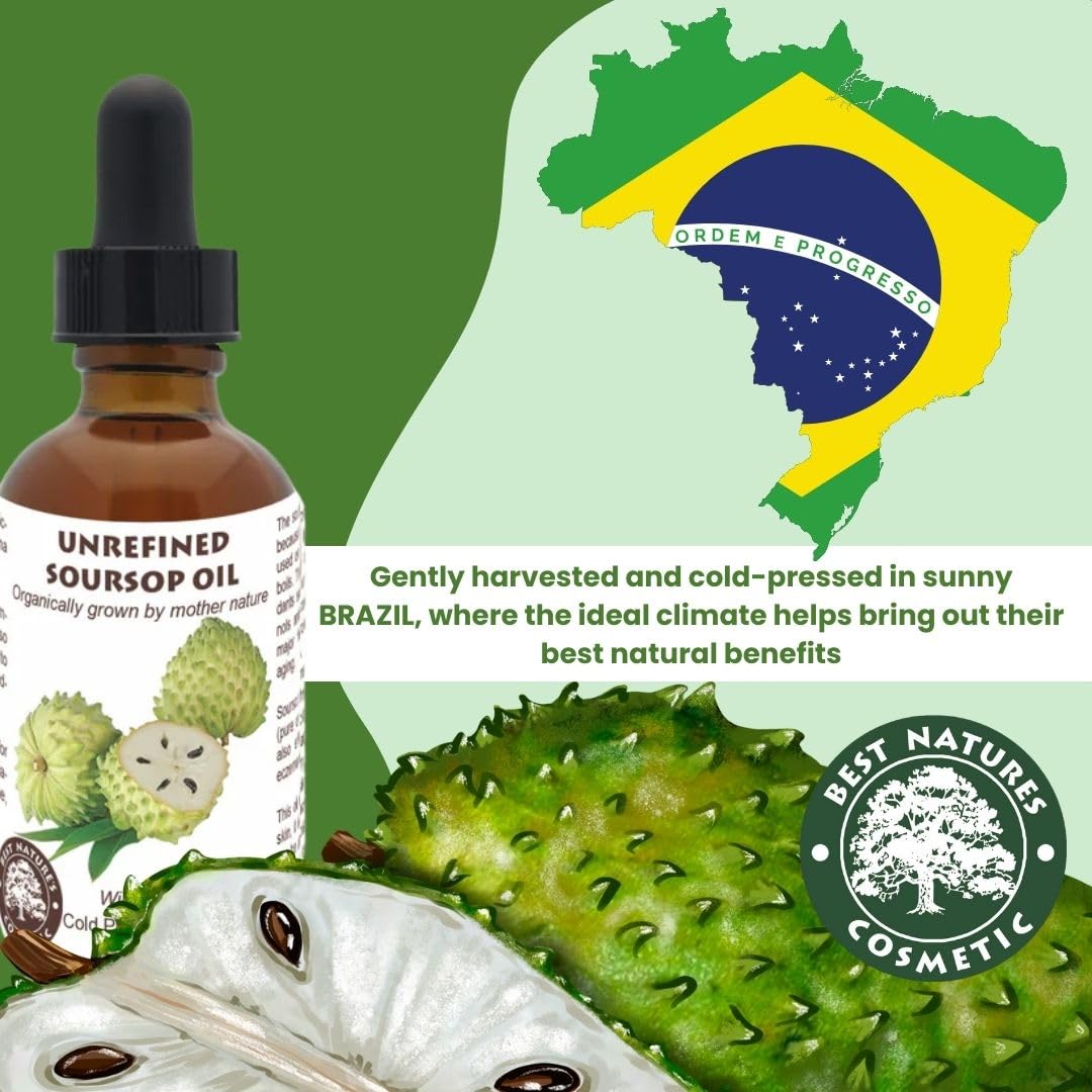 Virgin Soursop Oil (Anona Muricata, Graviola, Guanabana) – 100% Pure, Organic, Cold-Pressed, Unrefined – 2oz - 60ml – Natural Facial Oil & Moisturizer for Dry, Damaged, or Sensitive Skin - Image 8