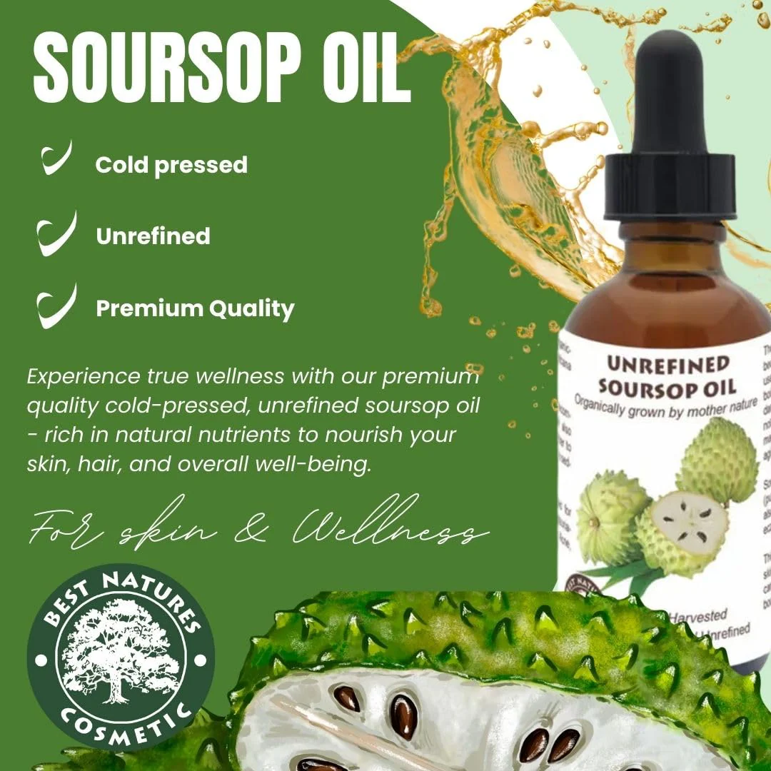 Virgin Soursop Oil (Anona Muricata, Graviola, Guanabana) – 100% Pure, Organic, Cold-Pressed, Unrefined – 2oz - 60ml – Natural Facial Oil & Moisturizer for Dry, Damaged, or Sensitive Skin - Image 9