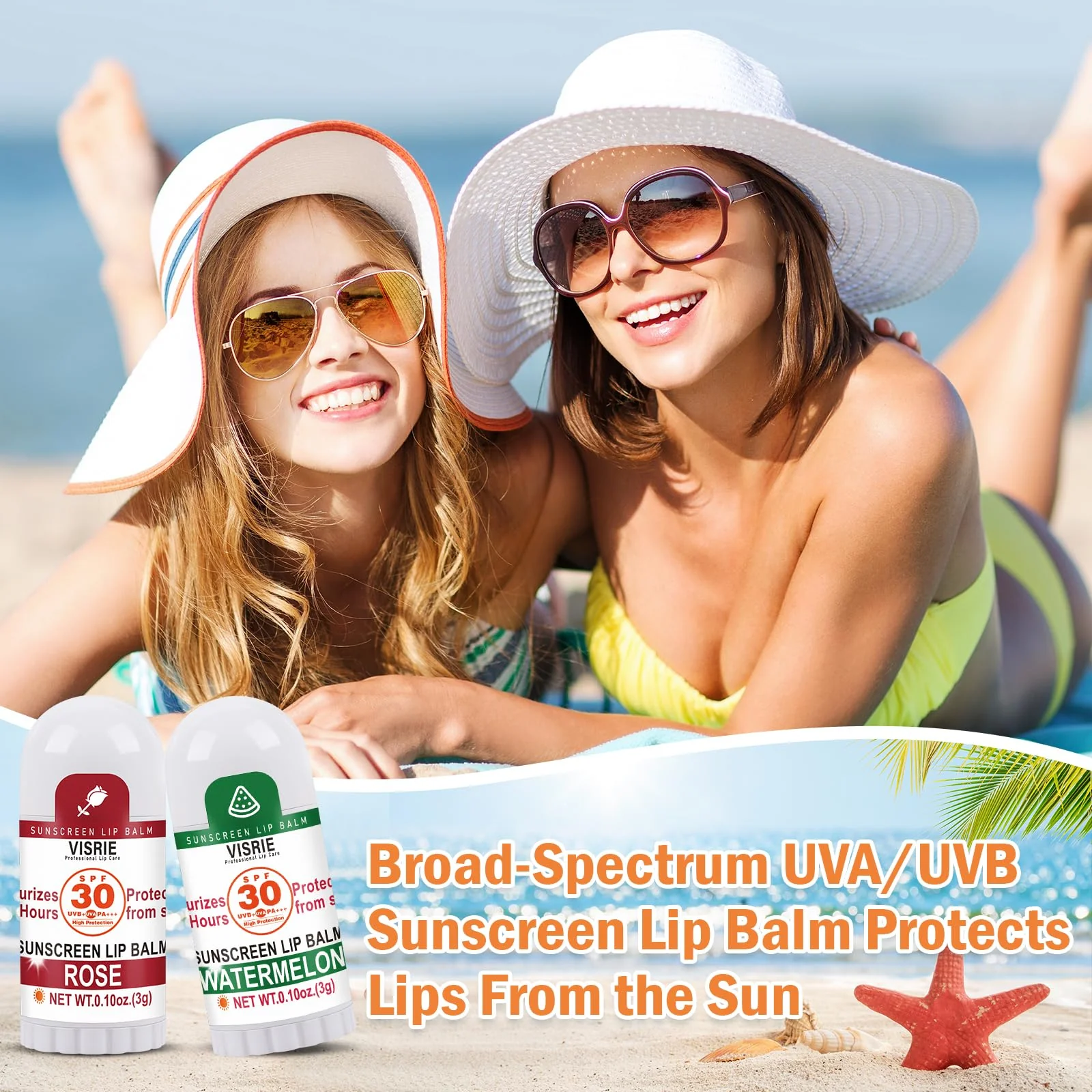 VISRIE SPF 30 Sunscreen Lip Balm, SPF Lip Balm Bulk 60 Count, Broad Spectrum UVA/UVB Lip Sunscreen Moisturize with Vitamin E and Coconut Oil- 10 Flavors - Image 2