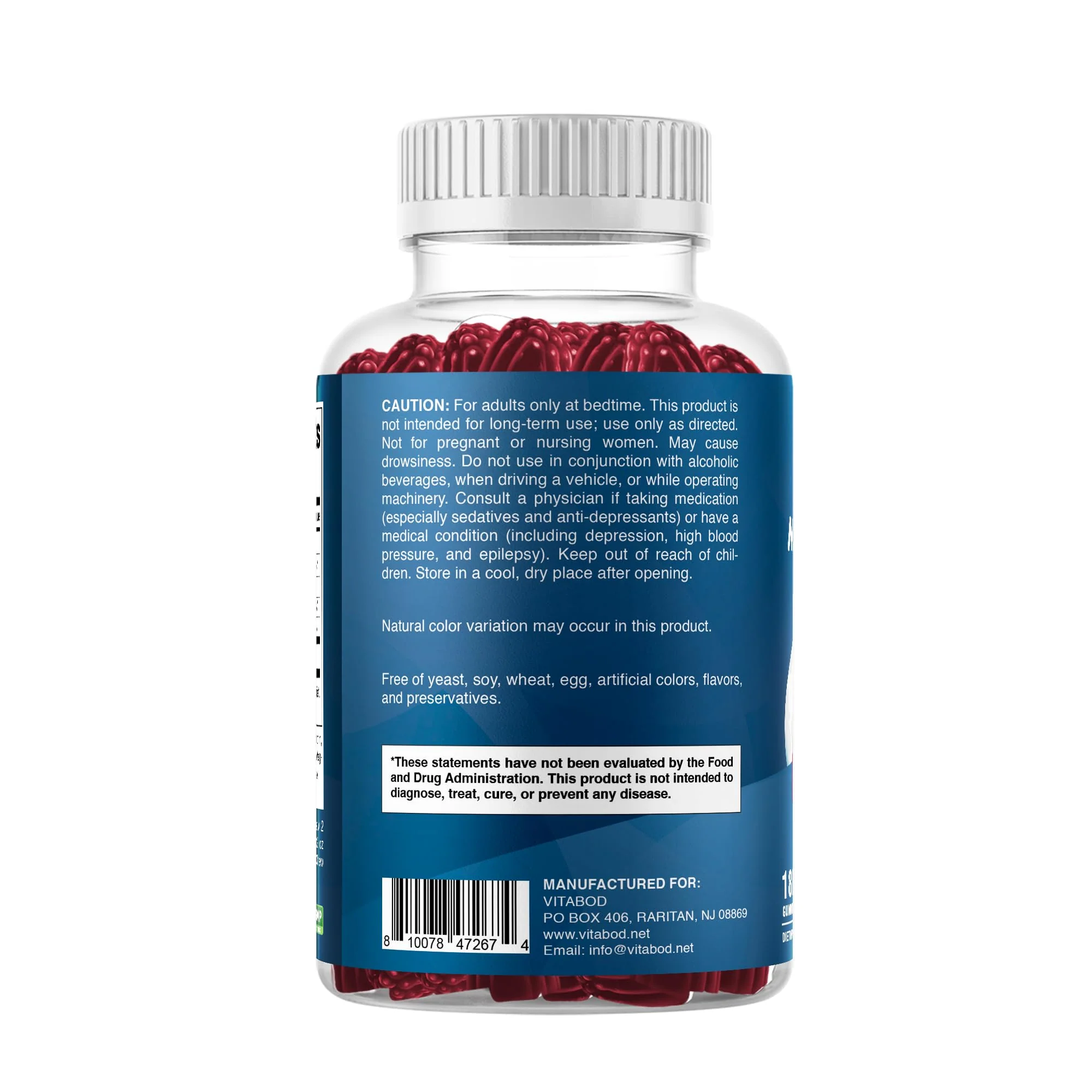 Vitabod Melatonin 20mg Gummies - 180 Count - Drug Free - Natural Strawberry Flavor - Vegetarian, Non-GMO, Gluten Free (3 Bottles) - Image 2