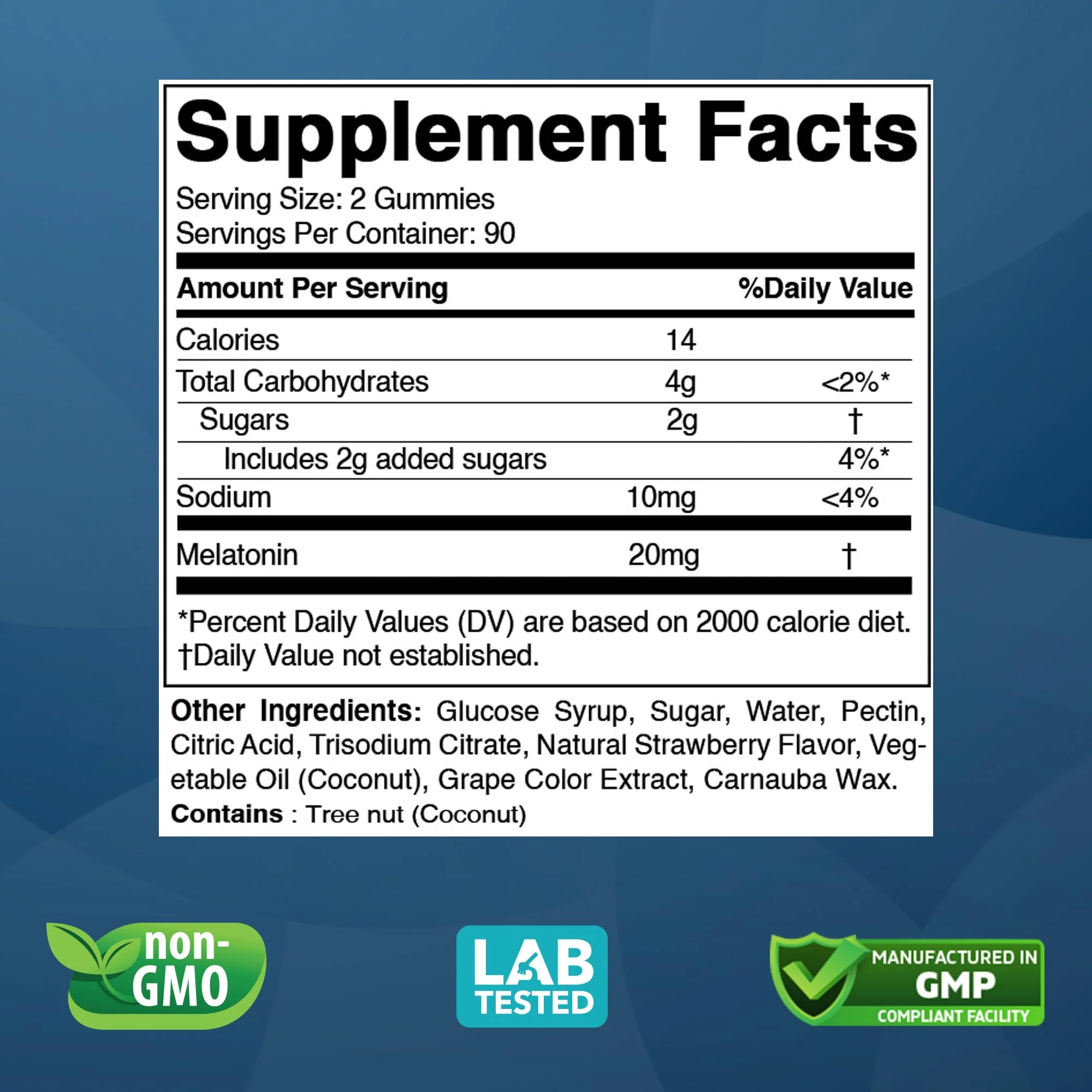 Vitabod Melatonin 20mg Gummies - 180 Count - Drug Free - Natural Strawberry Flavor - Vegetarian, Non-GMO, Gluten Free (3 Bottles) - Image 9