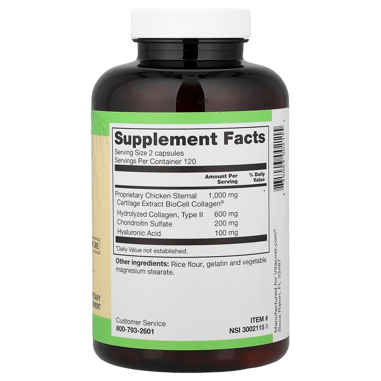 Vitacost ROOT2 BioCell Collagen With Hyaluronic Acid -- 100 Milligram Per Serving - 240 Capsules - Image 2