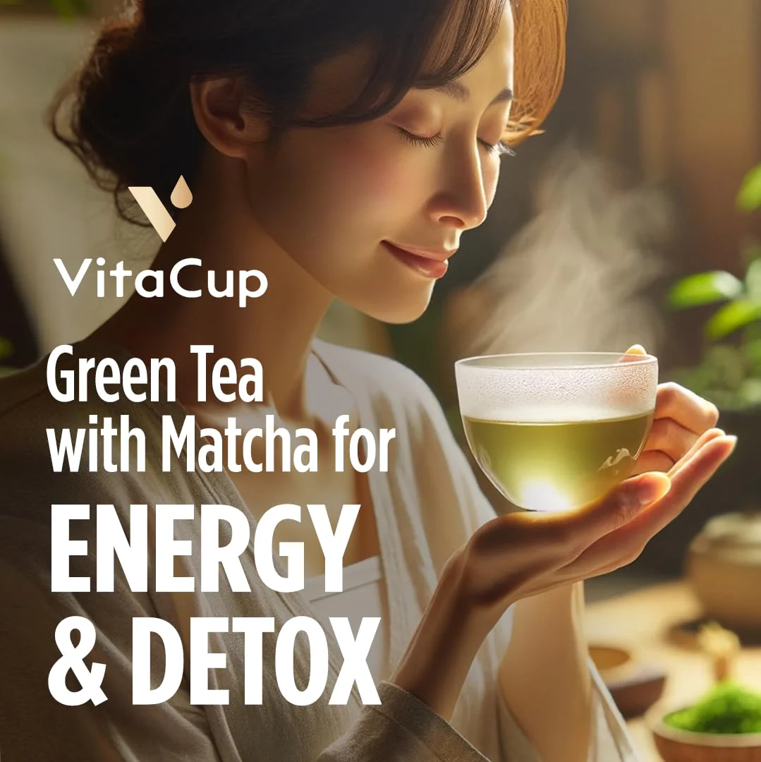VitaCup Green Tea Instant Packets, Enhance Energy & Detox with Matcha, Moringa, B Vitamins, D3, Fiber, Keto, Paleo, Vegan in Tea Powder Single Serving Sticks, 24 Ct - Image 5