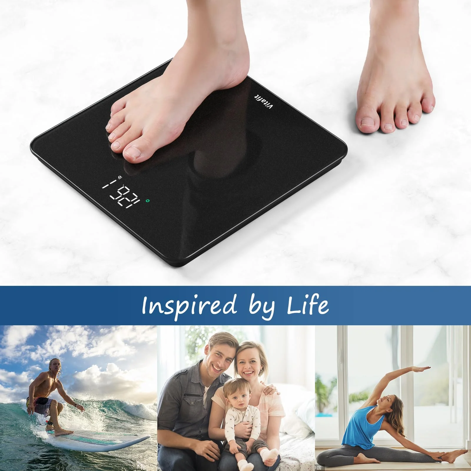 Vitafit Scale for Body Weight, High Accuracy 0.1lb by Our Professional Factory Since 2001, Digital Weight Scale LED and Step On, 3*AAA Batteries Included, 400lb/182kg, Spray Silver Black - Image 5