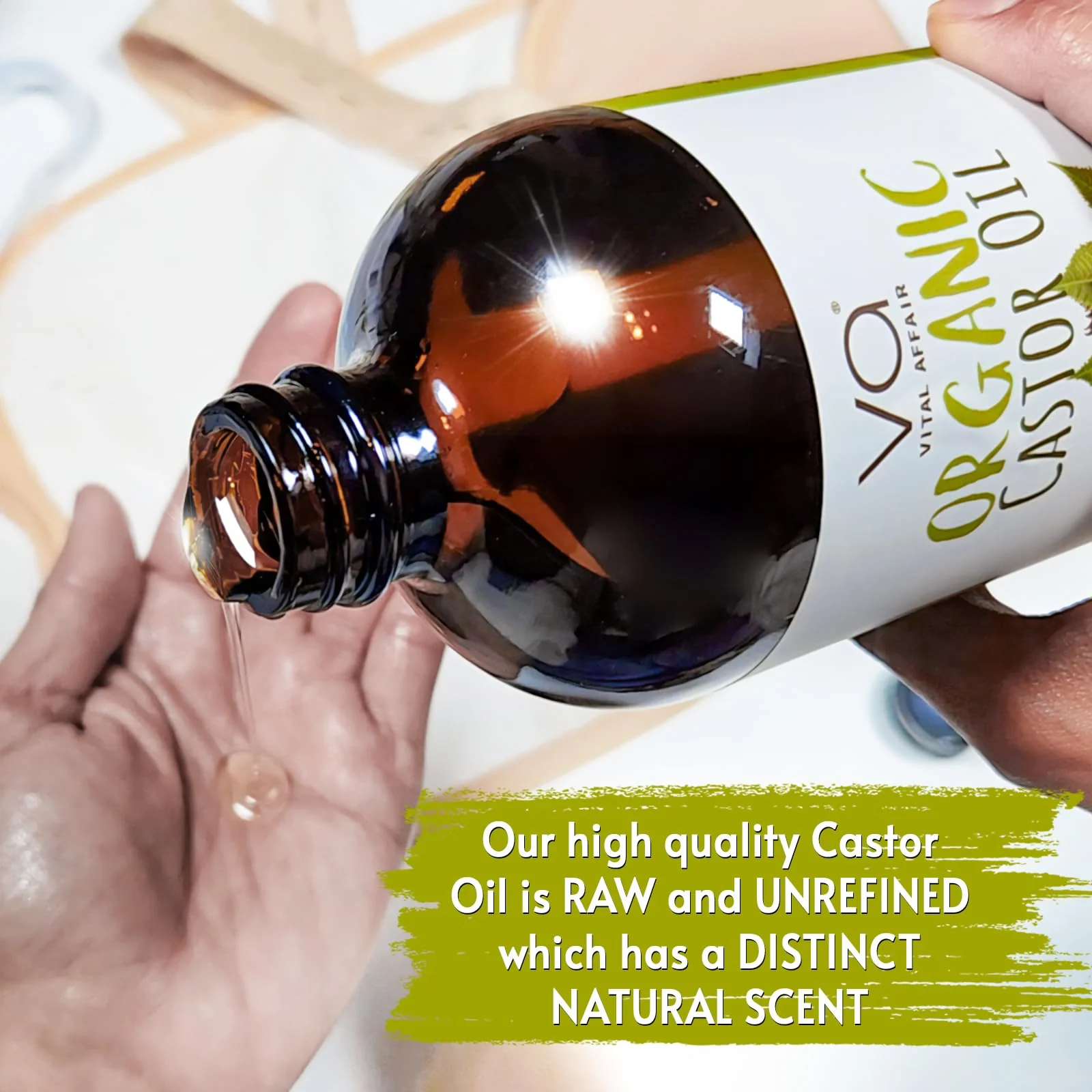 VITAL AFFAIR Pure Organic Castor Oil 946 Ml(32 Oz)- Cold Pressed, Unrefined, USDA Certified Organic - Glass Bottle for Hair Growth, Eyelashes, Eyebrows, Face - Image 3