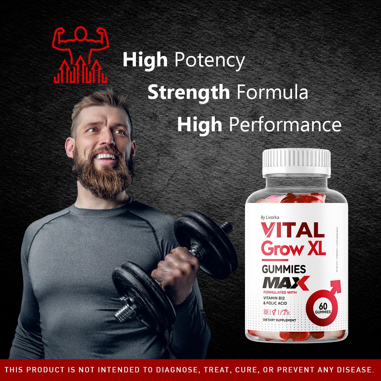Vital Grow XL Male Gummies - Men's Performance Gummies 1050MG Vital GrowXL Blend, Vital Growth Gummy Advanced Formula, 60 Gummies for 1 Month - Image 4