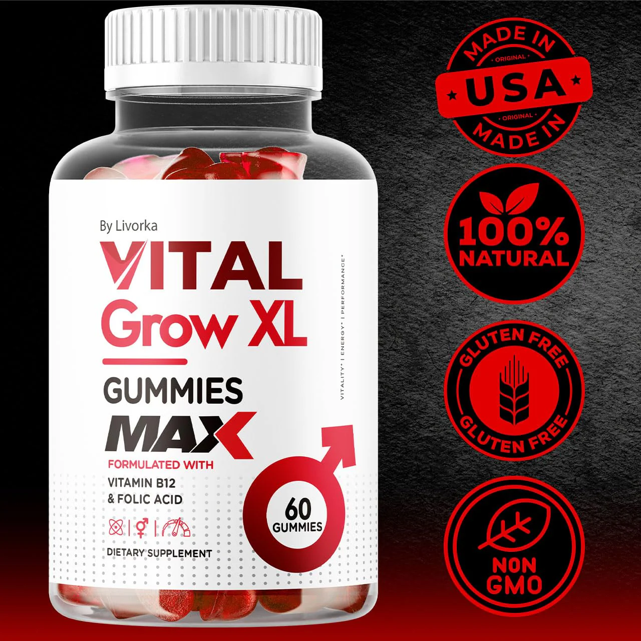 Vital Grow XL Male Gummies - Men's Performance Gummies 1050MG Vital GrowXL Blend, Vital Growth Gummy Advanced Formula, 60 Gummies for 1 Month - Image 6