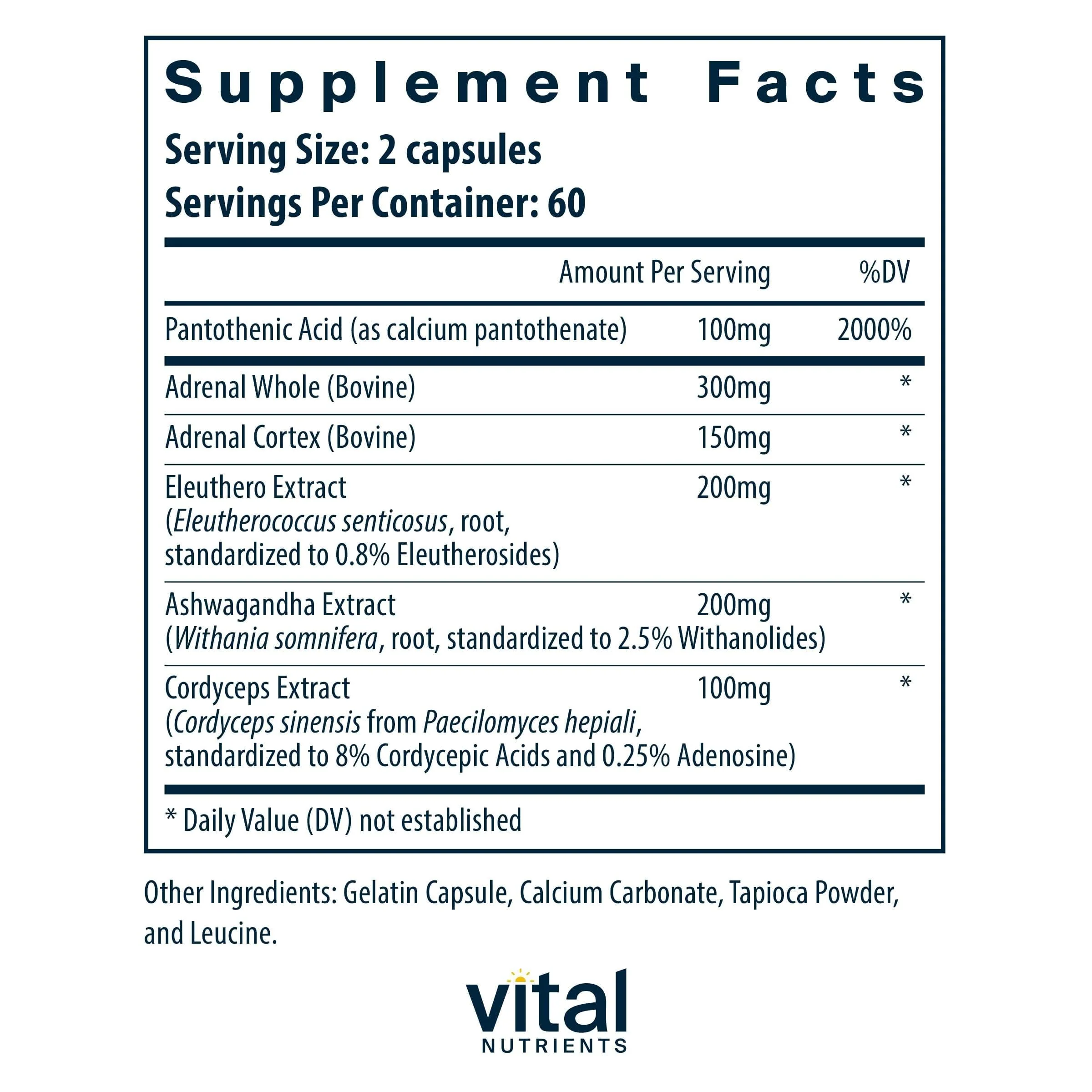 Vital Nutrients Adrenal Support - Adrenal Support Supplements for Gland Function and Cortisol Management - Supports Energy and Stress Levels - Gluten, Dairy, Soy Free - 120 Capsules - Image 5