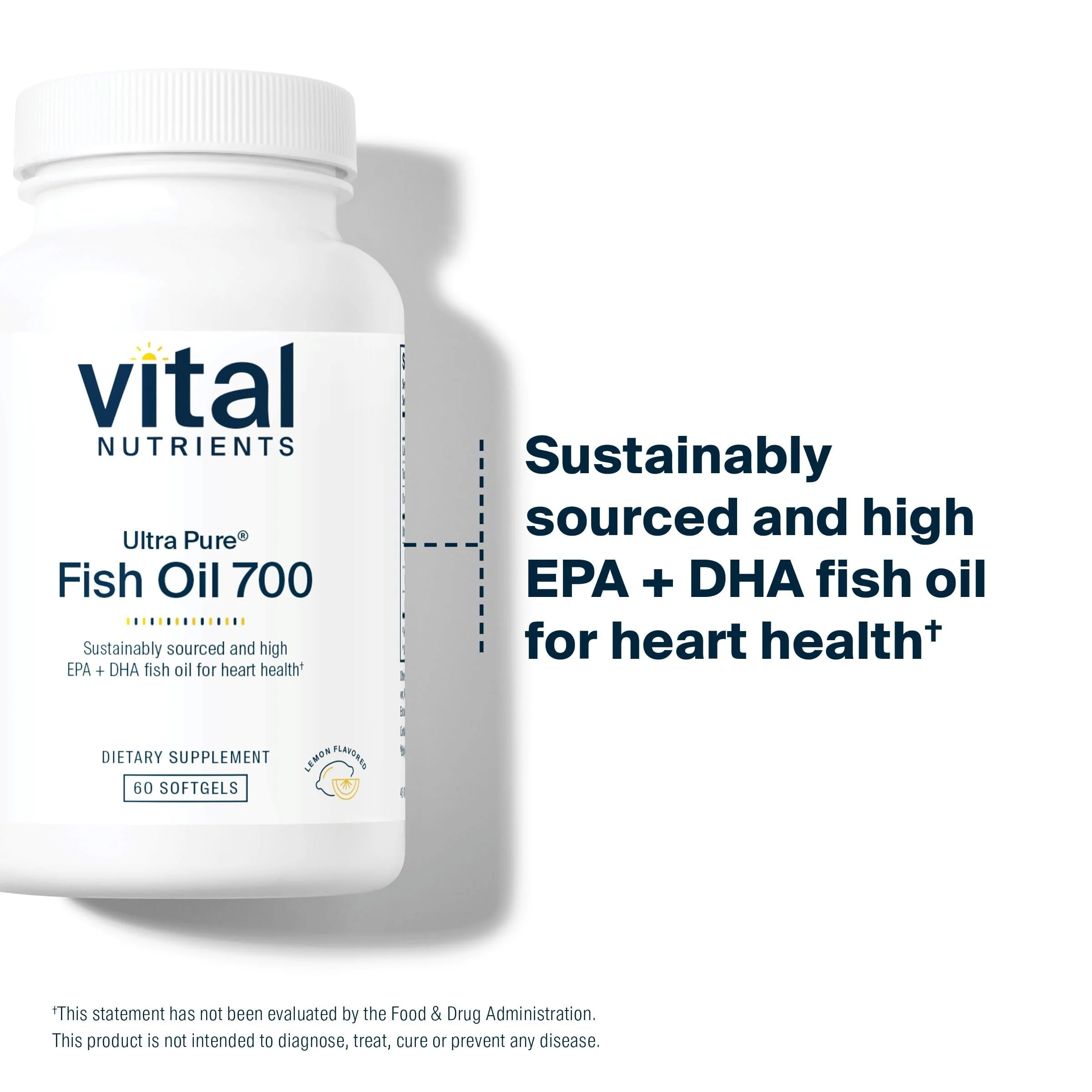 Vital Nutrients Ultra Pure Fish Oil 700 - Supports Heart, Brain, and Joint Health* - Sustainably Sourced High EPA & DHA Omega-3 Fatty Acid - Lemon Flavor - Gluten, Dairy & Soy Free - 60 Softgels - Image 4
