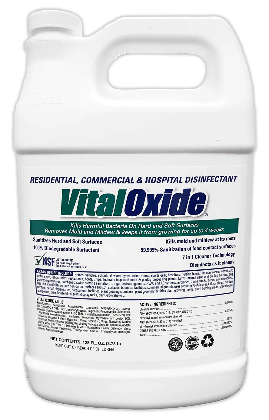 Vital Oxide Disinfectant, Deodorizer, Cleaner, Food-Contact Sanitizer, Virucide – (EPA registration #82972-1) – Kills Mold & Mildew, Eliminates Odors-1 Gallon