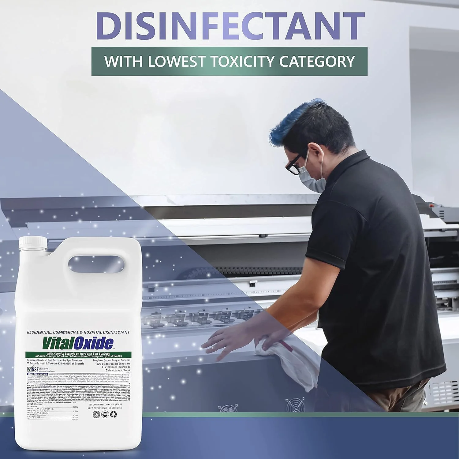 Vital Oxide Disinfectant, Deodorizer, Cleaner, Food-Contact Sanitizer, Virucide – (EPA registration #82972-1) – Kills Mold & Mildew, Eliminates Odors-1 Gallon - Image 2