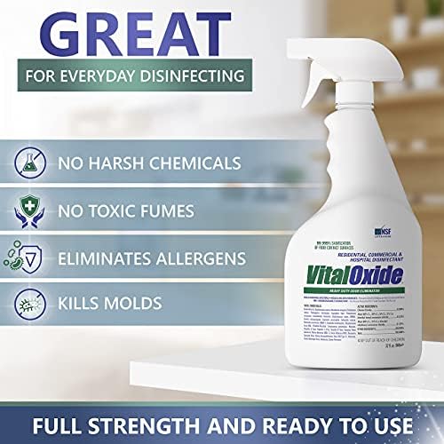 Vital Oxide Disinfectant, Deodorizer, Cleaner, Food-Contact Sanitizer, Virucide –(EPA registration #82972-1) – Kills Mold & Mildew, Eliminates Odors – 32 oz - Image 2