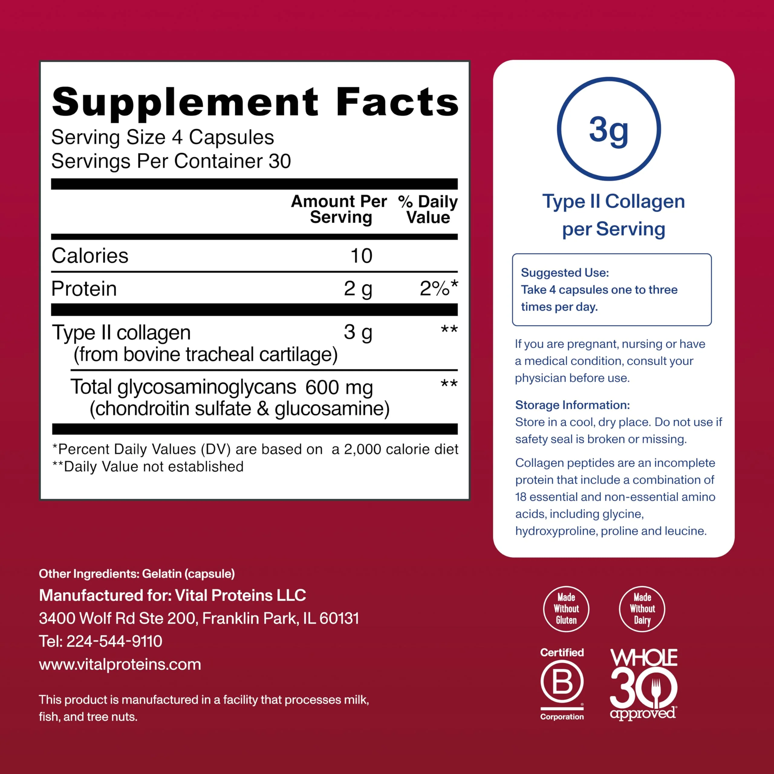 Vital Proteins Cartilage Collagen Pills, Type II Collagen & Chondroitin Sulfate Supplement for Recovery & Healthy Hair, Skin, Nails and Joints - 750 mg Serving with 120 Capsules - Image 6