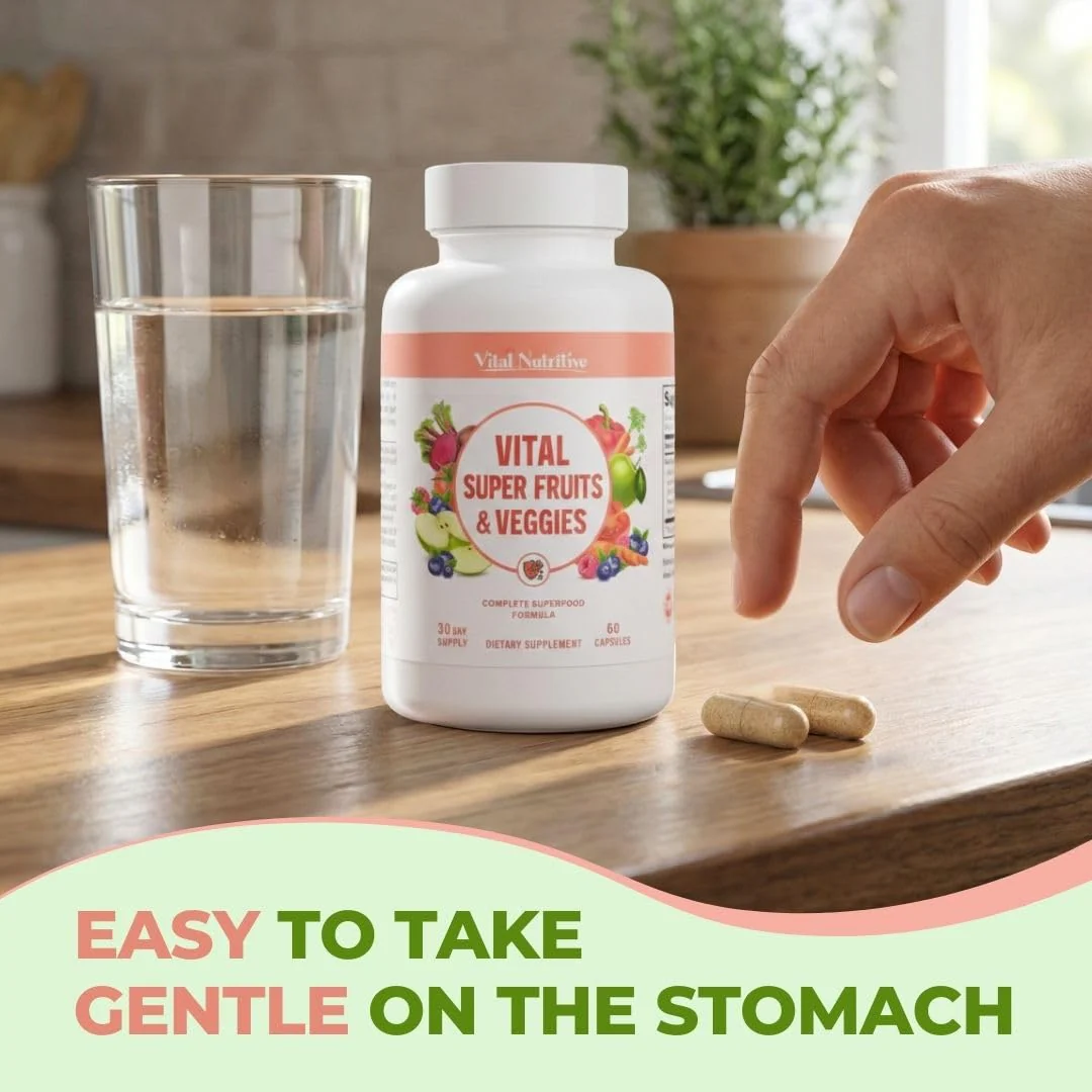 Vital Super Fruits & Veggies - Daily Superfood Capsules for Adults - Fruit and Veggies Supplement to Boost Immunity & Energy - 2-in-1 Formula for Overall Wellness - Fruit and Vegetable Capsules - Image 4