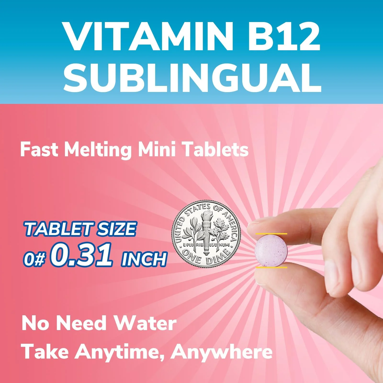 Vitalibre Vitamin B12 Sublingual 5000 mcg, Methylcobalamin, Bioactive Form, High Absorption, Vegan, Natural Peach Flavor, 120 Fast Dissolve Mini Tablets, No Sugar - Image 3