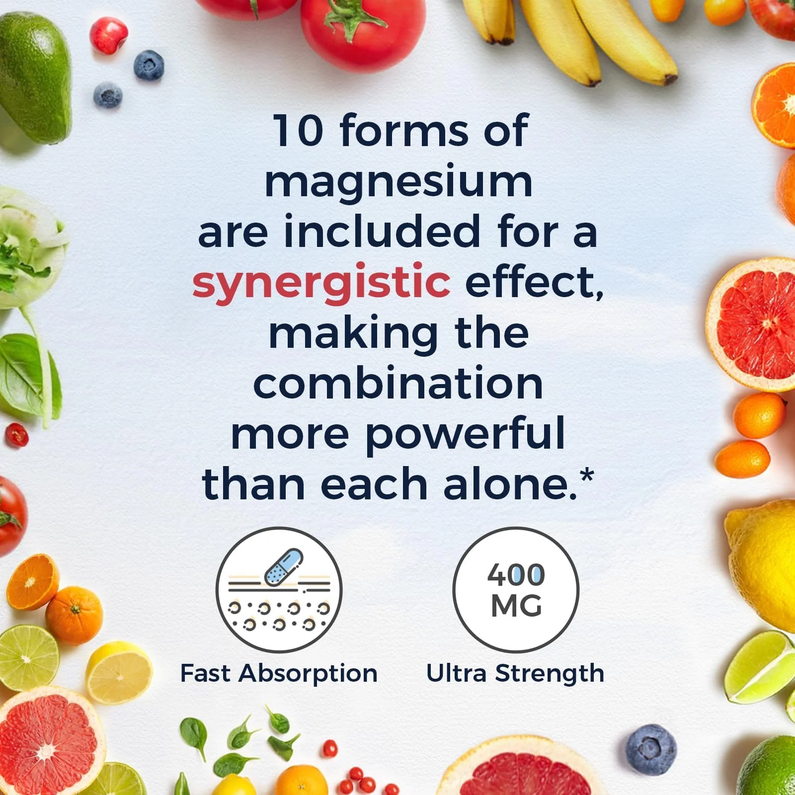 Vitalitown 10 in 1 Magnesium Complex Supplement - 400mg Elemental Magnesium Chelated with Glycinate, Citrate, Malate, Taurate & More - for Sleep Heart Energy, Non-GMO, Vegan, 240 Caps - Image 3