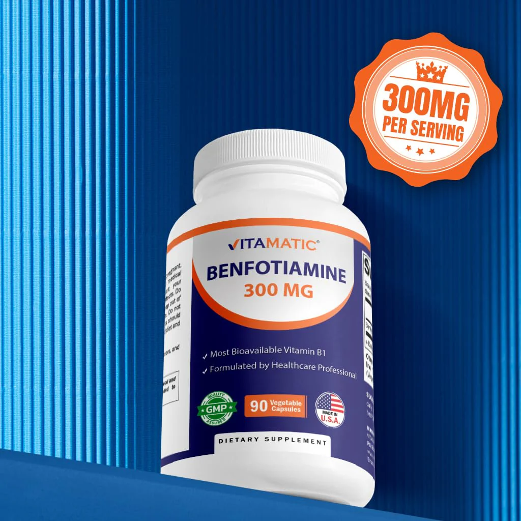 Vitamatic Benfotiamine 300 mg 90 Vegetarian Capsules - Also Called Fat Soluble Vitamin B1 (90 Count (Pack of 1)) (3 Bottles) - Image 4