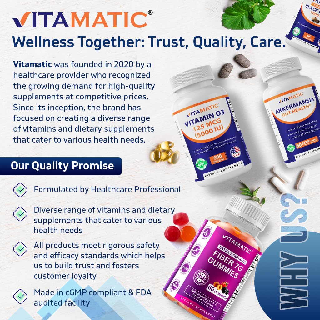 Vitamatic Benfotiamine 300 mg 90 Vegetarian Capsules - Also Called Fat Soluble Vitamin B1 (90 Count (Pack of 1)) (3 Bottles) - Image 6