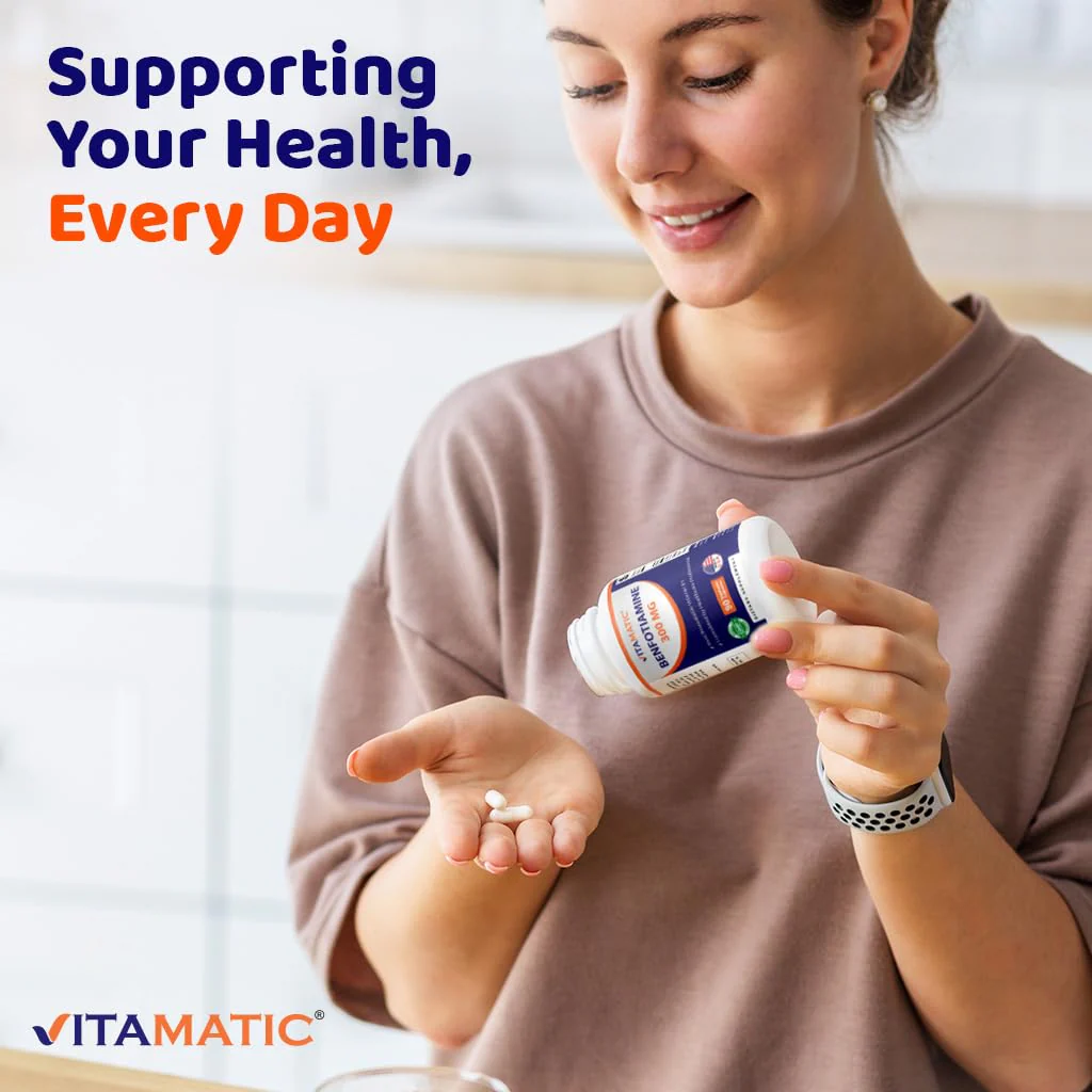 Vitamatic Benfotiamine 300 mg 90 Vegetarian Capsules - Also Called Fat Soluble Vitamin B1 (90 Count (Pack of 1)) (3 Bottles) - Image 7