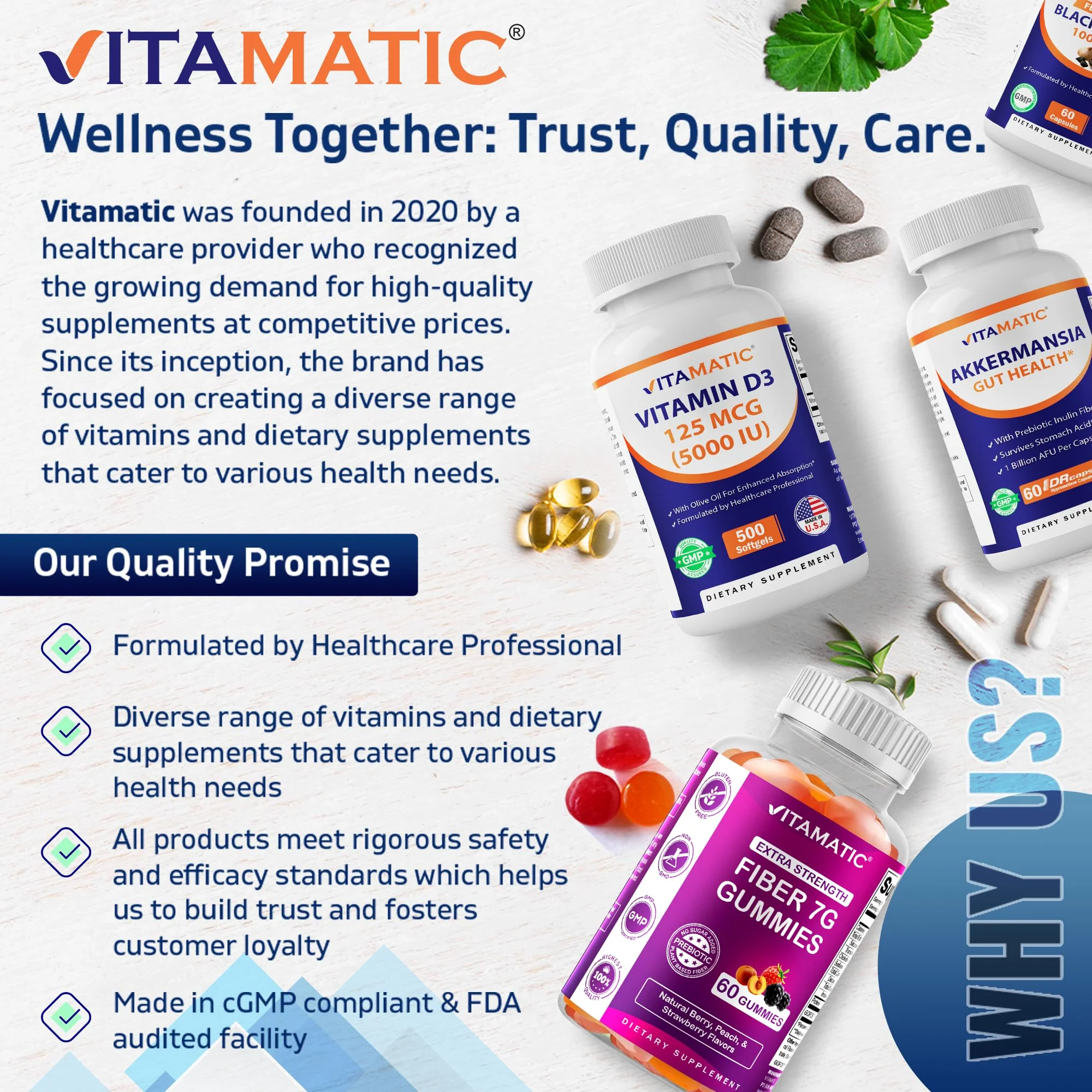Vitamatic Calcium Magnesium Zinc D3 Boron | 365 Coated Tablets Supplement | Calcium 1200 mg, Magnesium 420mg, Zinc 25mg, Vitamin D3 1000 IU, Boron 1 mg | Non-GMO | Gluten Free | Made in USA - Image 5
