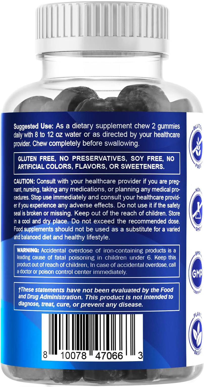 Vitamatic Iron Gummies Supplement for Women & Men - 20mg Serving - 60 Vegan Gummies - Great Tasting Iron Gummy Vitamins with Vitamin C (60 Count (Pack of 2)) - Image 2