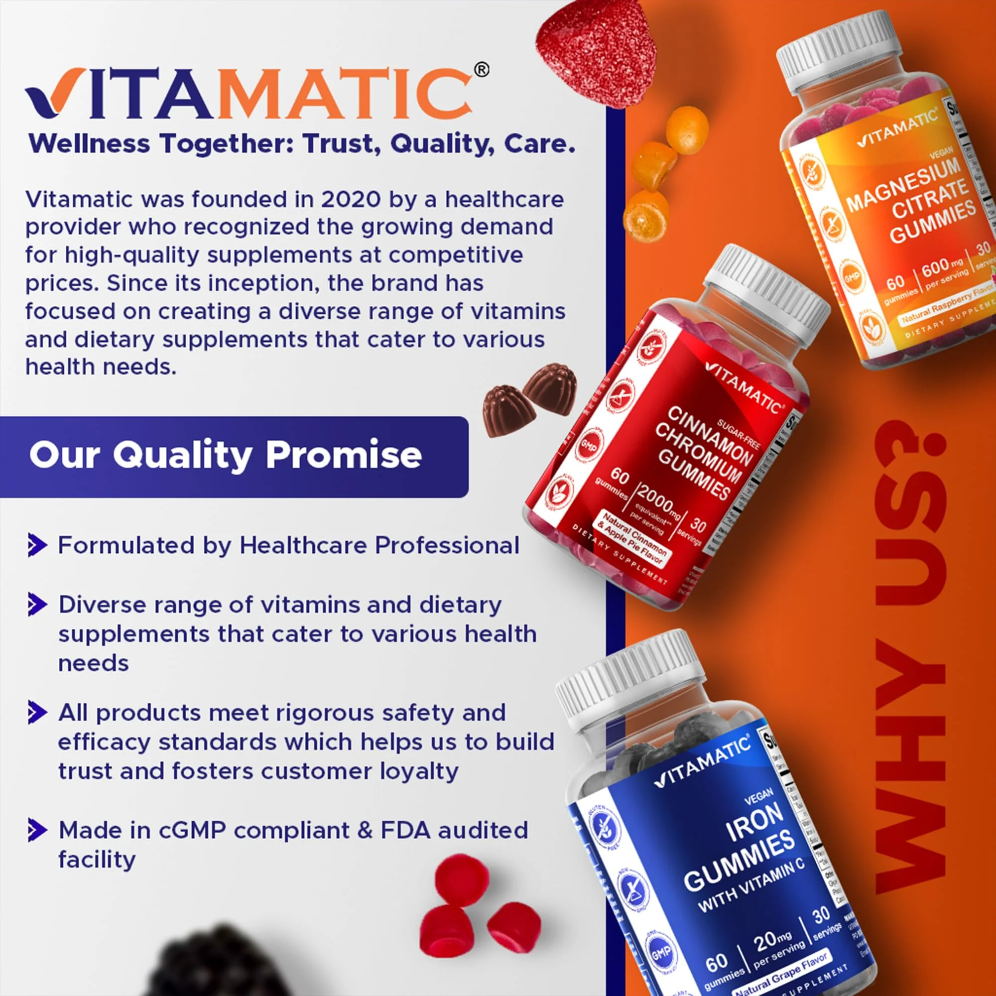 Vitamatic Iron Gummies Supplement for Women & Men - 20mg Serving - 60 Vegan Gummies - Great Tasting Iron Gummy Vitamins with Vitamin C (60 Count (Pack of 2)) - Image 4