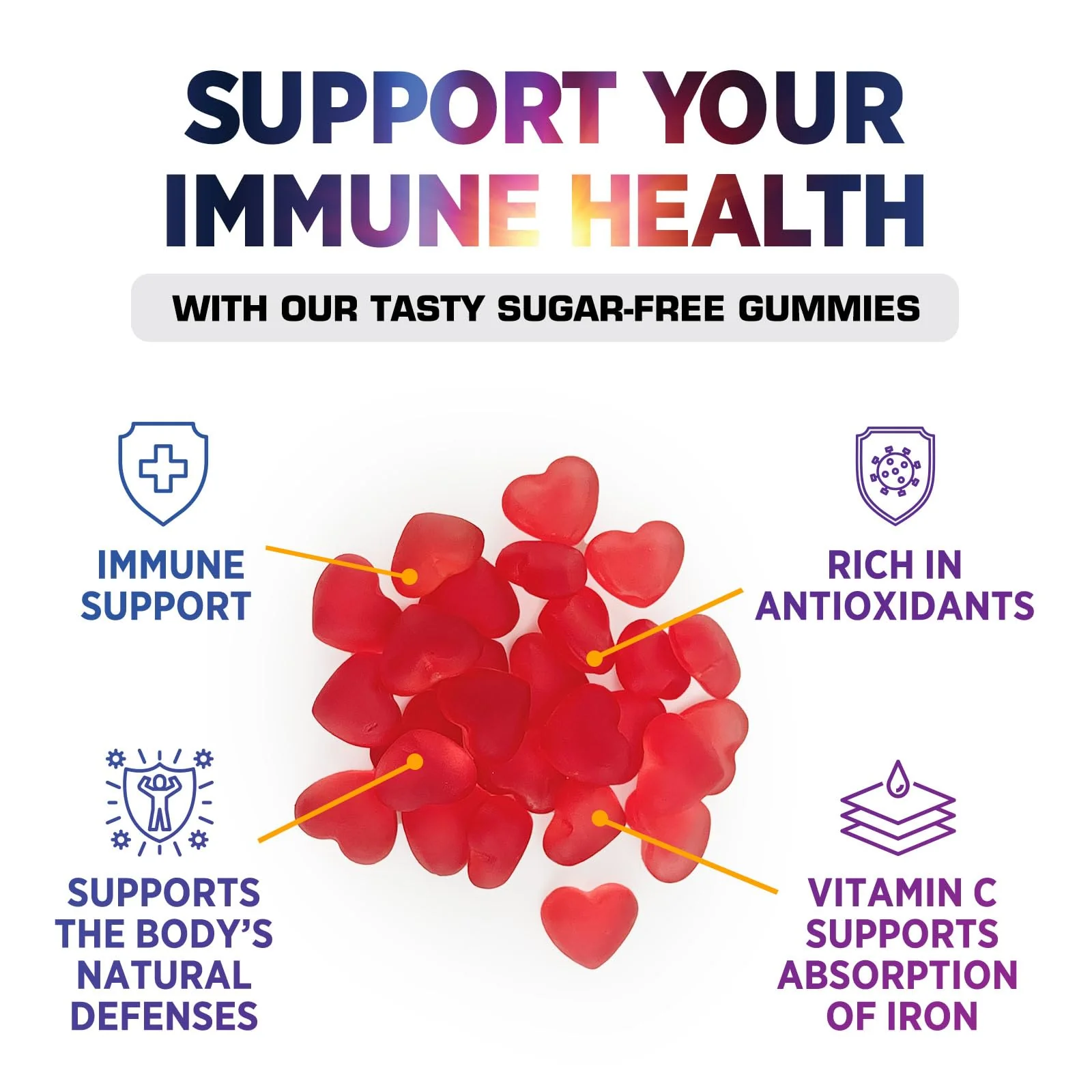 Vitamin C Gummies - 100% of Daily Vitamin C & Sugar Free - Immune Support with Powerful Antioxidants - Nature's Vegan VitaminC Dietary Supplement - Raspberry Flavor for Kids & Adults - 120 Gummies - Image 5