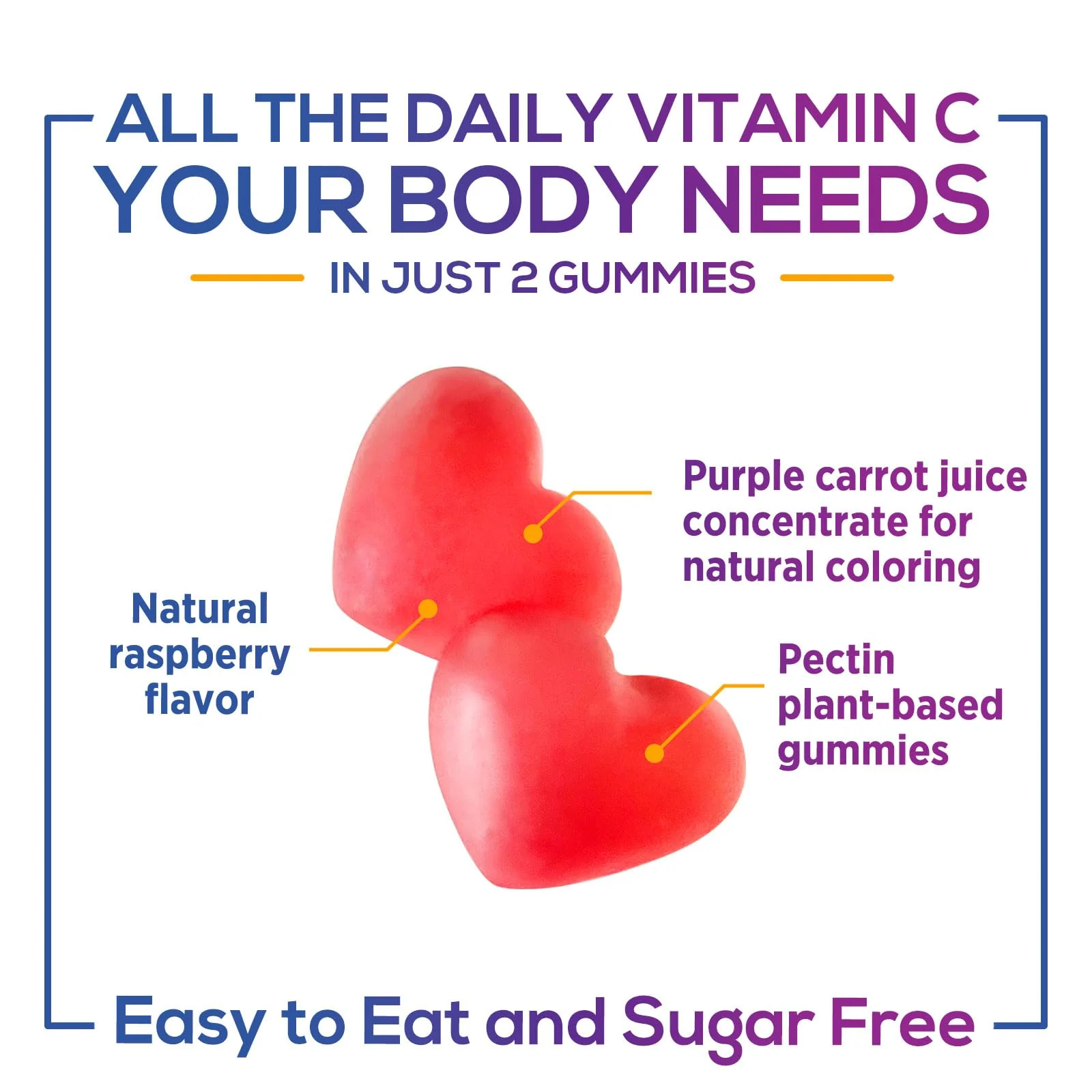 Vitamin C Gummies - 100% of Daily Vitamin C & Sugar Free - Immune Support with Powerful Antioxidants - Nature's Vegan VitaminC Dietary Supplement - Raspberry Flavor for Kids & Adults - 120 Gummies - Image 6