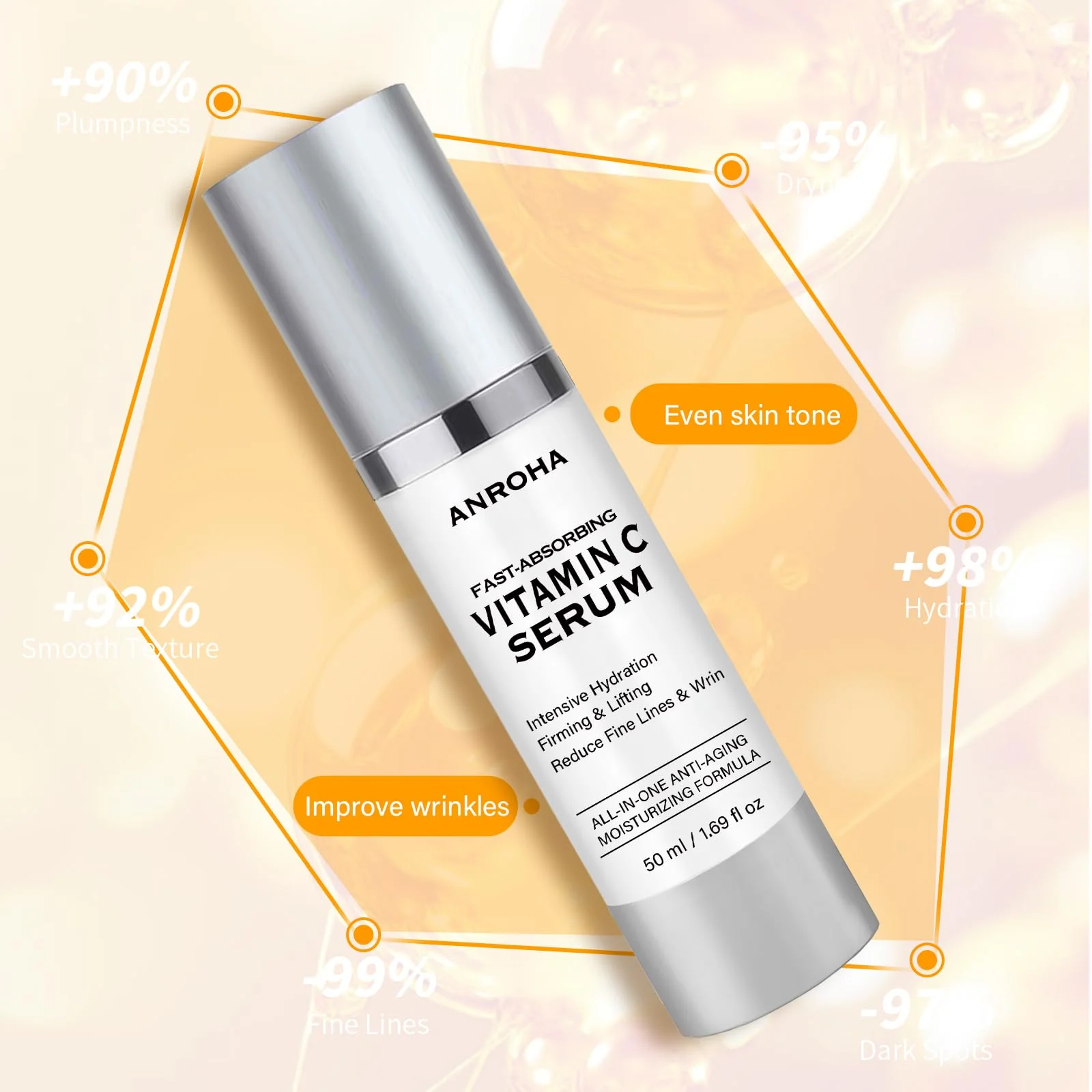 Vitamin C Serum for Women over 70, Vitamin C Serum for Mature Skin Face Hydrates, Firms, Lifts, Targets Age Marks, Wrinkles and Smoothes Skin Texture 1.69 fl oz - Image 5