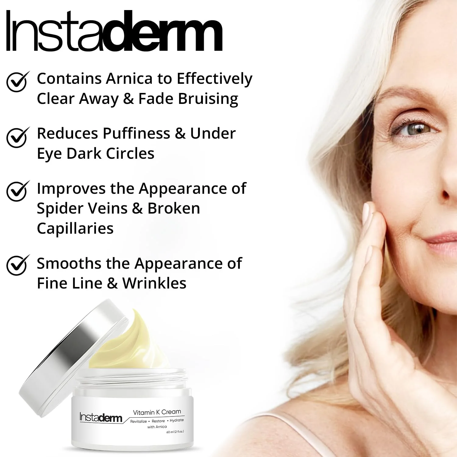Vitamin K Cream-Revitalizing Formula with Arnica for the Appearance of Brusing, Spider Veins, Broken Capillaries, Uneven Tone & Dark Spot – Under Eye Cream for the Look of Dark Circles & Puffiness - Image 3