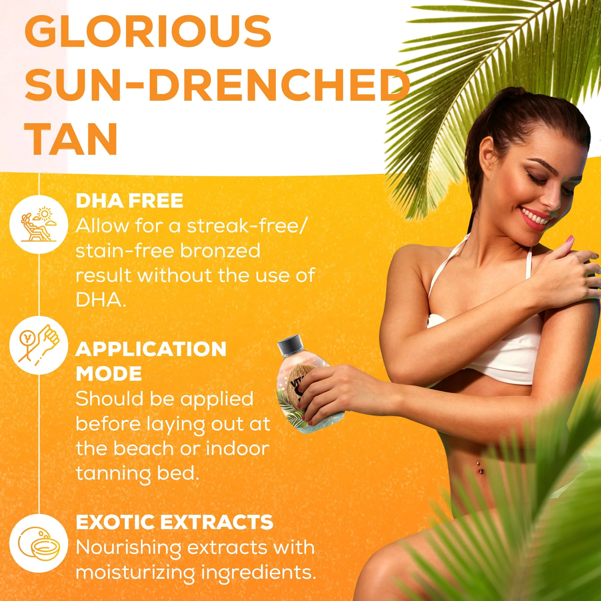 Vitamin Sea Natural Bronzer Tanning Lotion with Coconut Oil, DHA-Free for Sensitive Skin, Streak-Free Bronzing Accelerator 13.5oz - Safe for Indoor Tanning Beds - Image 4